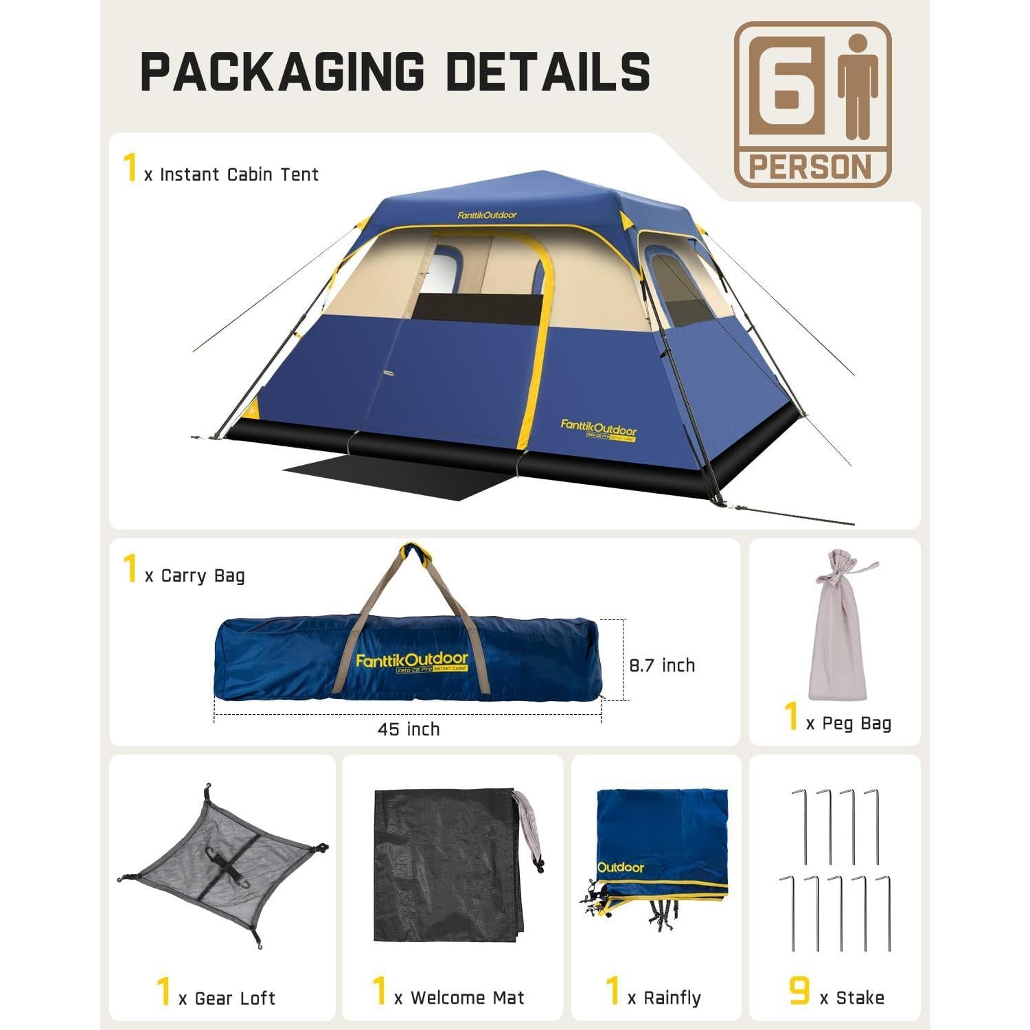 Carpa de Camping FanttikOutdoor Zeta C4 Pro 4 Personas Instantánea