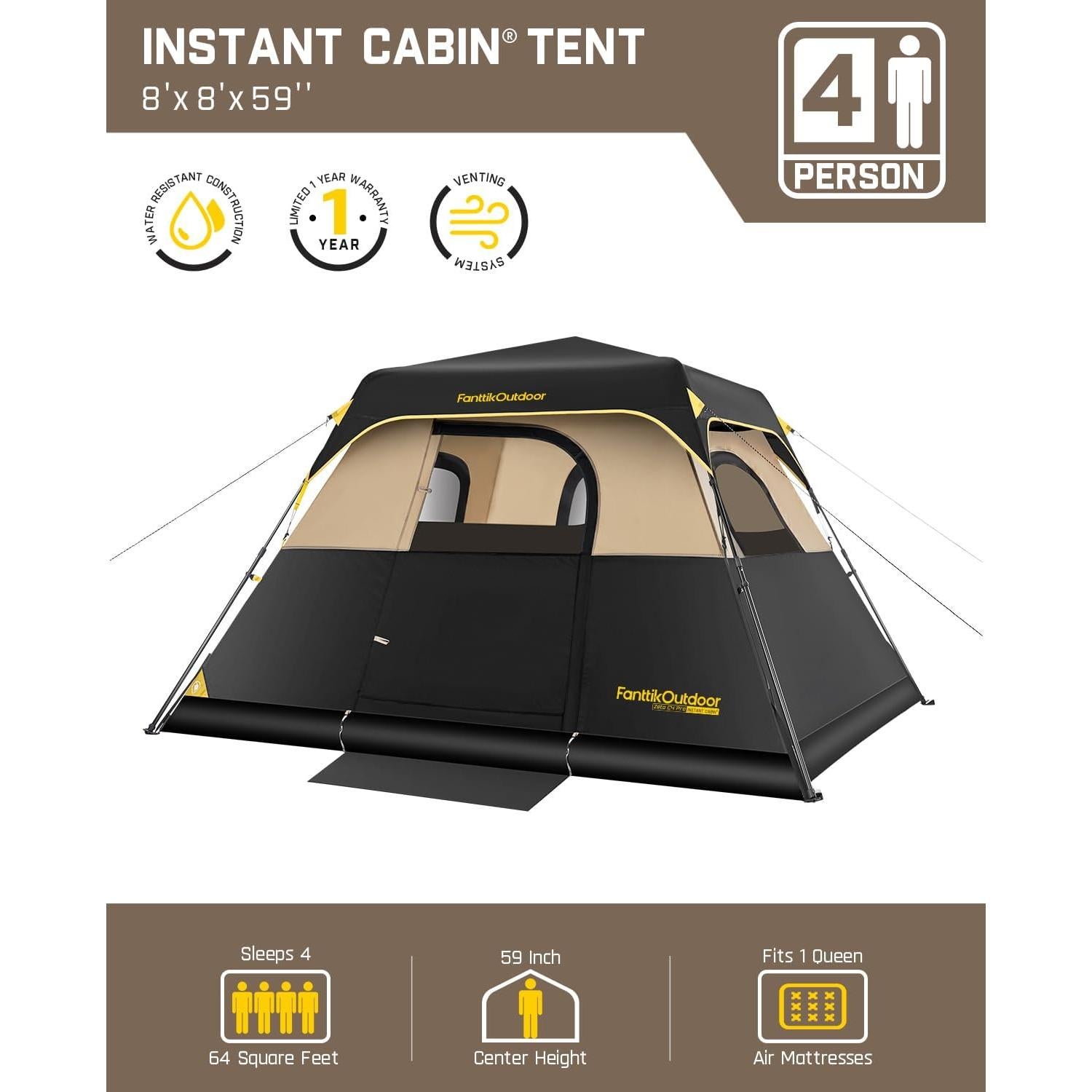 Carpa de Camping FanttikOutdoor Zeta C4 Pro 4 Personas Caqui