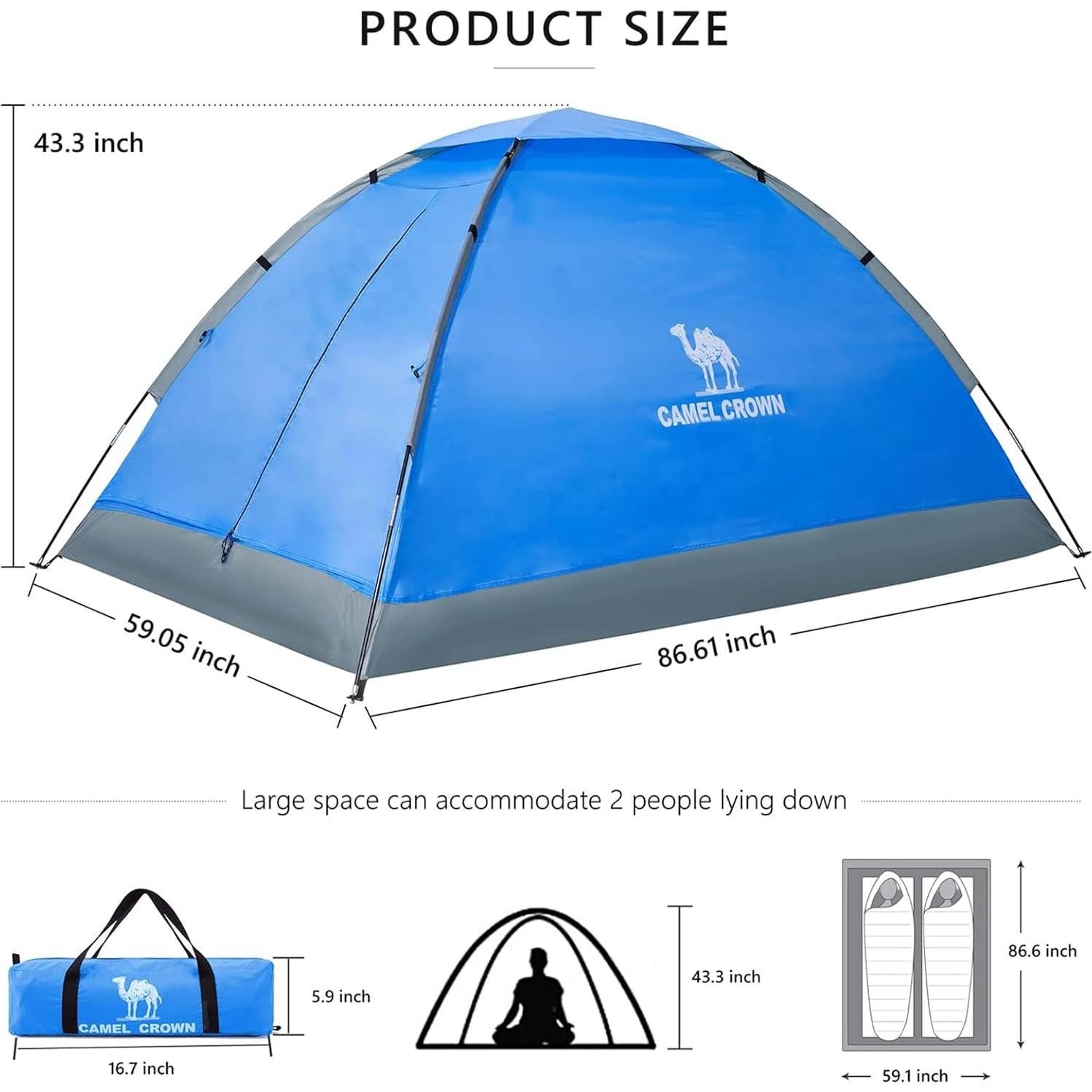 Tienda de Camping Domo CAMEL CROWN 2 Personas Impermeable