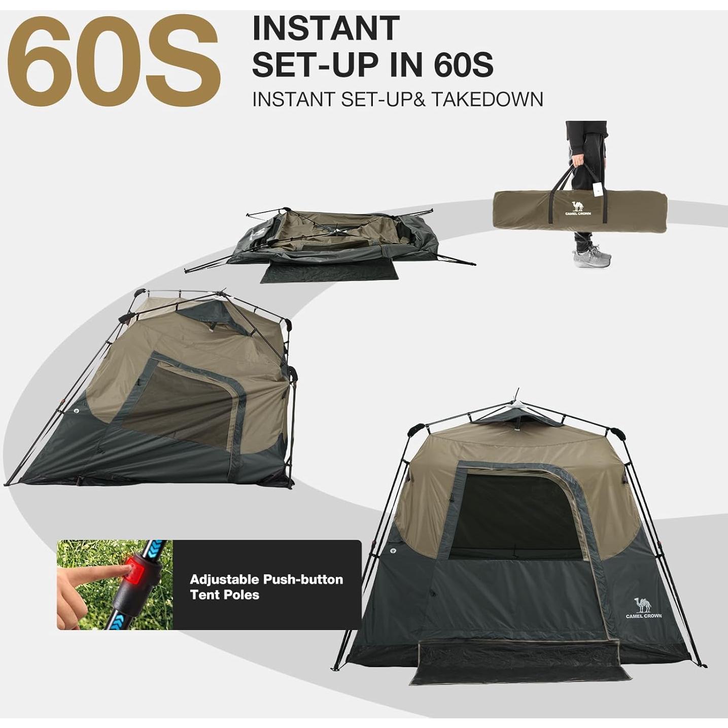 Tienda Instantánea CAMEL CROWN 4 Personas Impermeable Azul