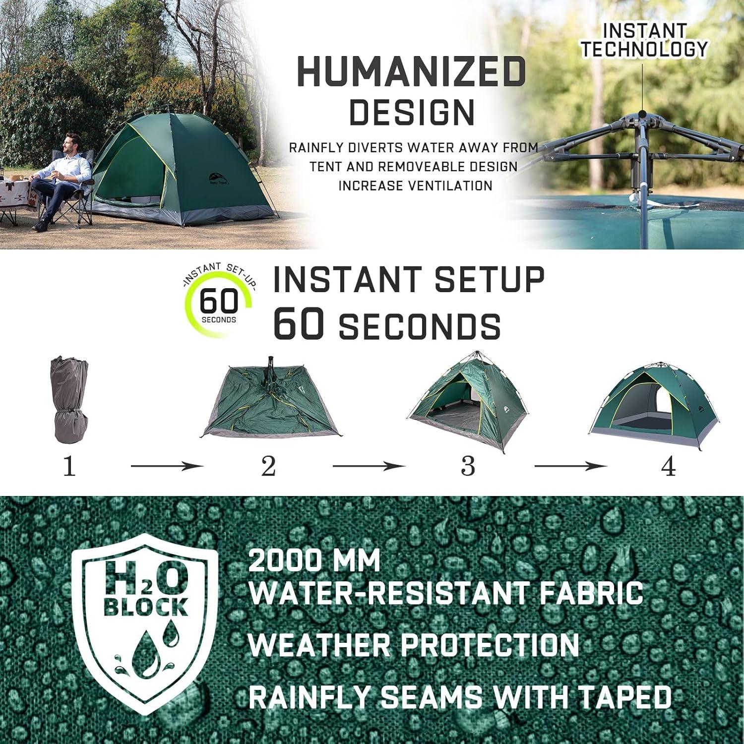 Carpa de Camping Happy Travel Pop Up 2 Personas Impermeable
