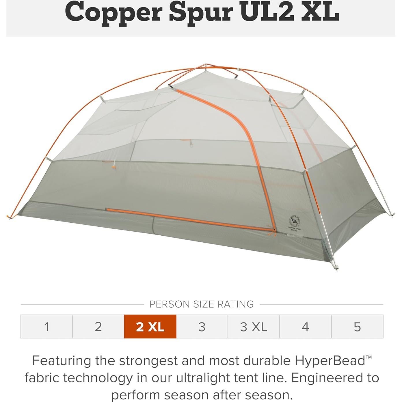 Tienda de Camping Big Agnes Copper Spur UL 2 Personas XL Impermeable