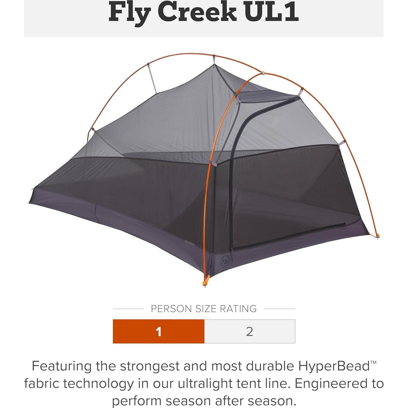 Tienda de Camping Big Agnes Fly Creek UL 1 Persona Impermeable