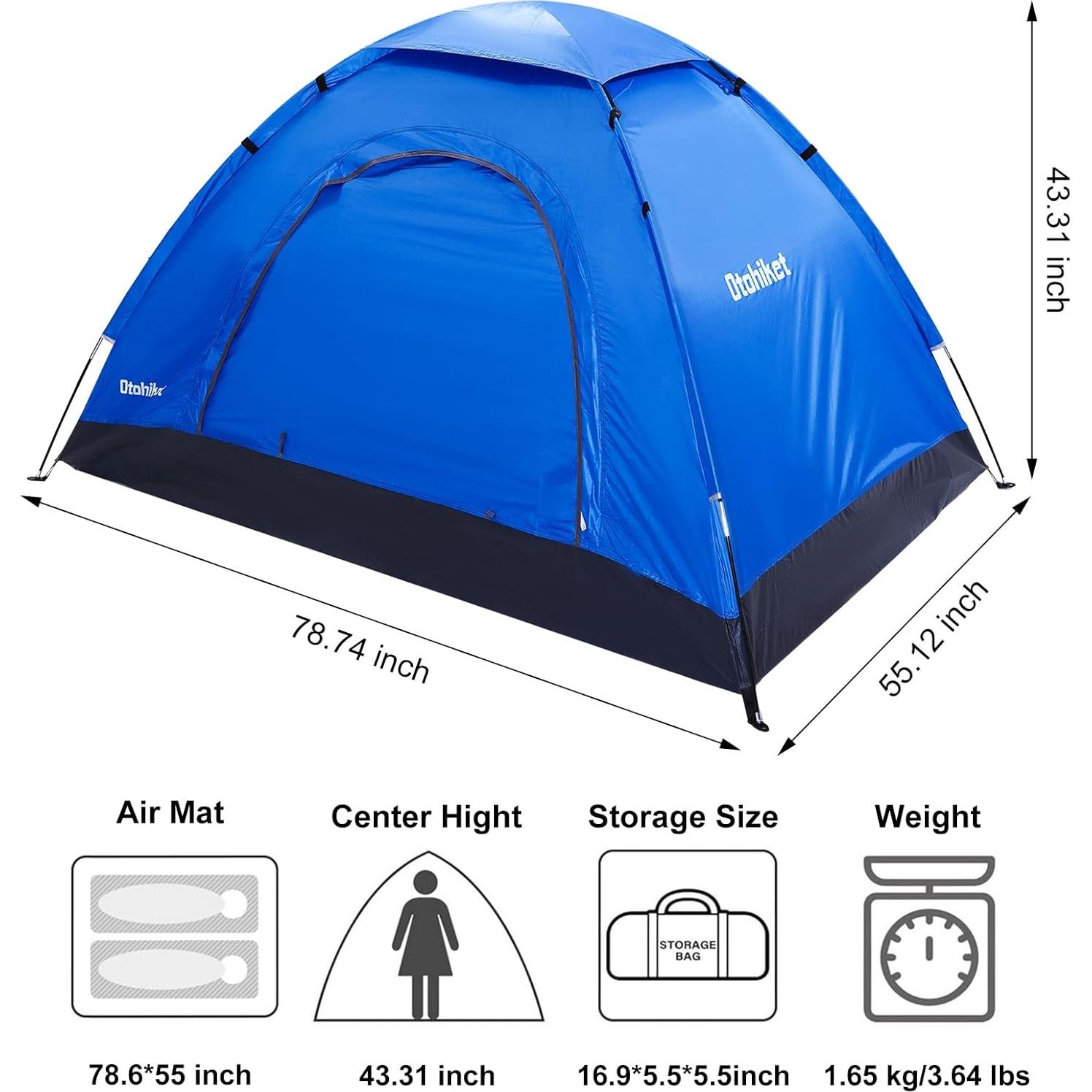 Tienda de Camping Otohiket Azul 1-2 Personas Impermeable