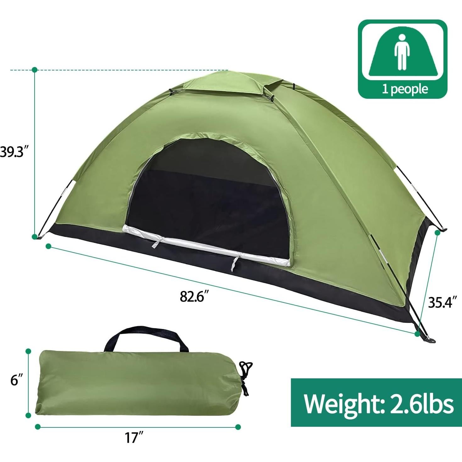 Tienda de Camping Sutekus Ultraligera 1 Persona Verde 210x90x100cm