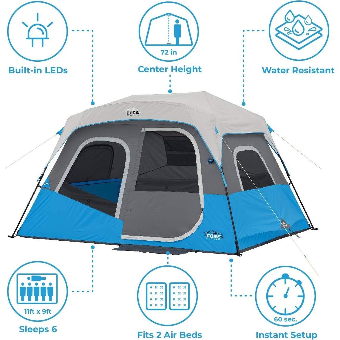 Tienda de Camping CORE 6 Personas con Luces LED Pop Up