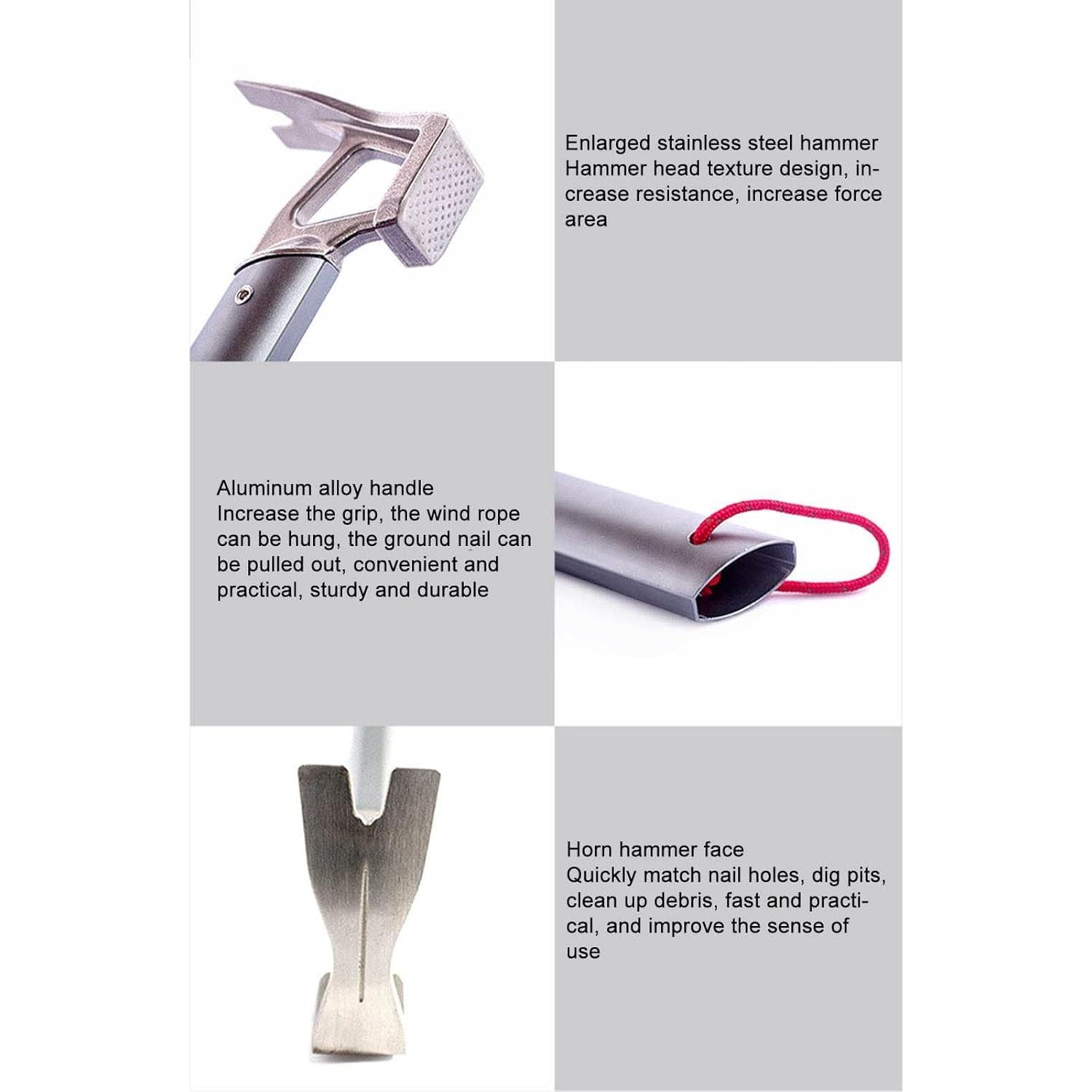 Martillo de Garra Segutage para Camping - Acero Inoxidable 280g