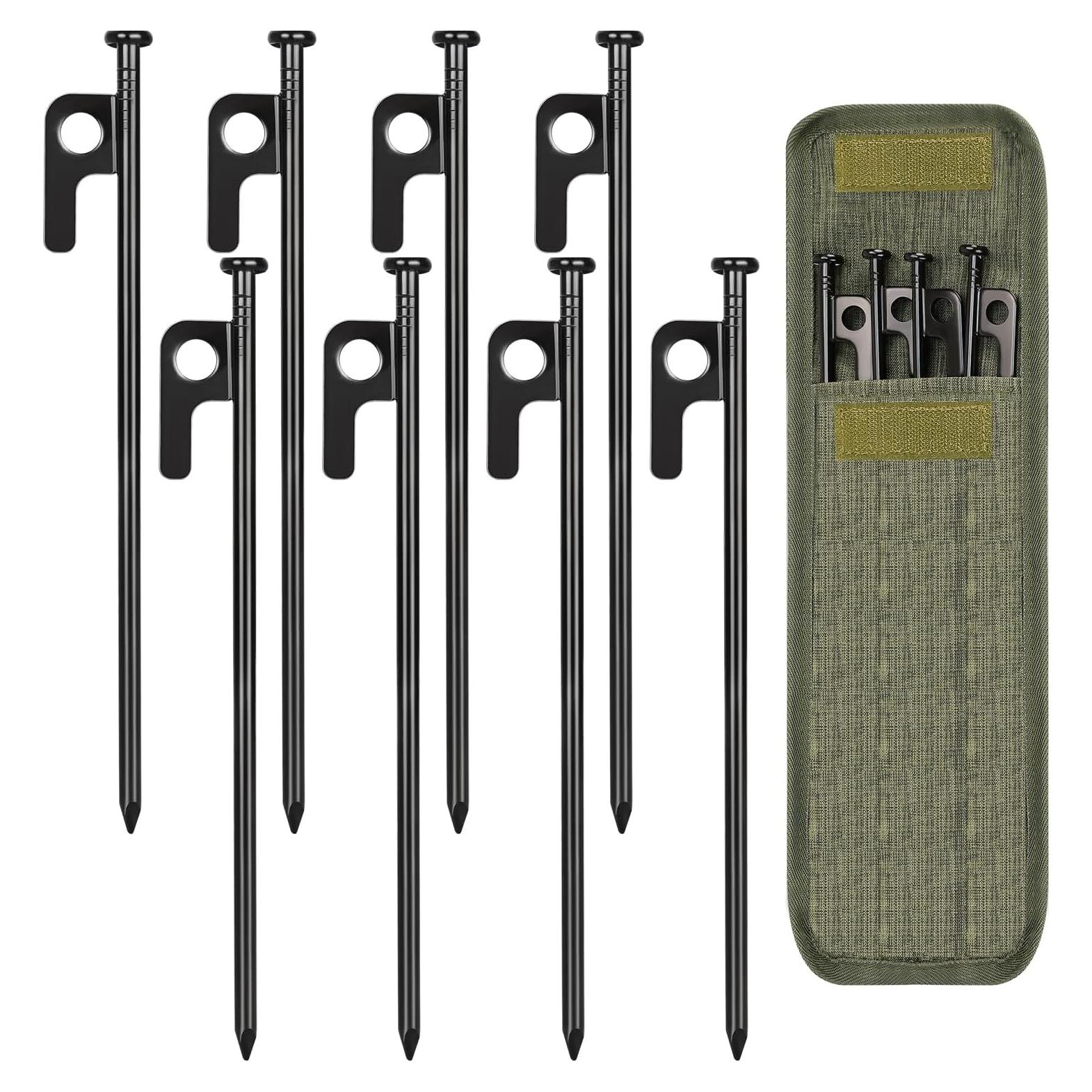 8/16/32 Pack 8in Heavy Duty Forged Steel Tent Stakes, with Storage Bag, for Camping