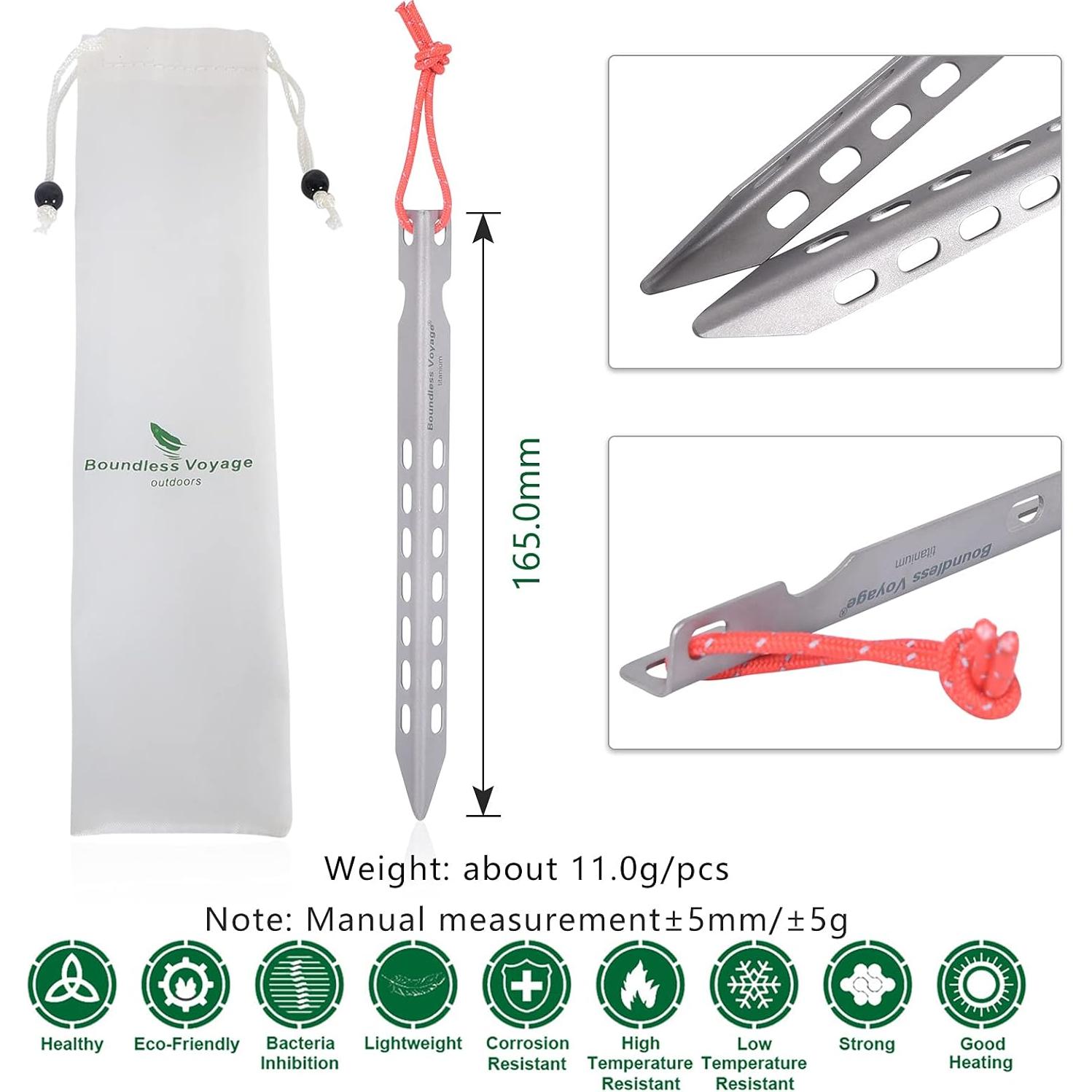 Estacas de Tienda de Titanio iBasingo 6 Piezas 16 cm