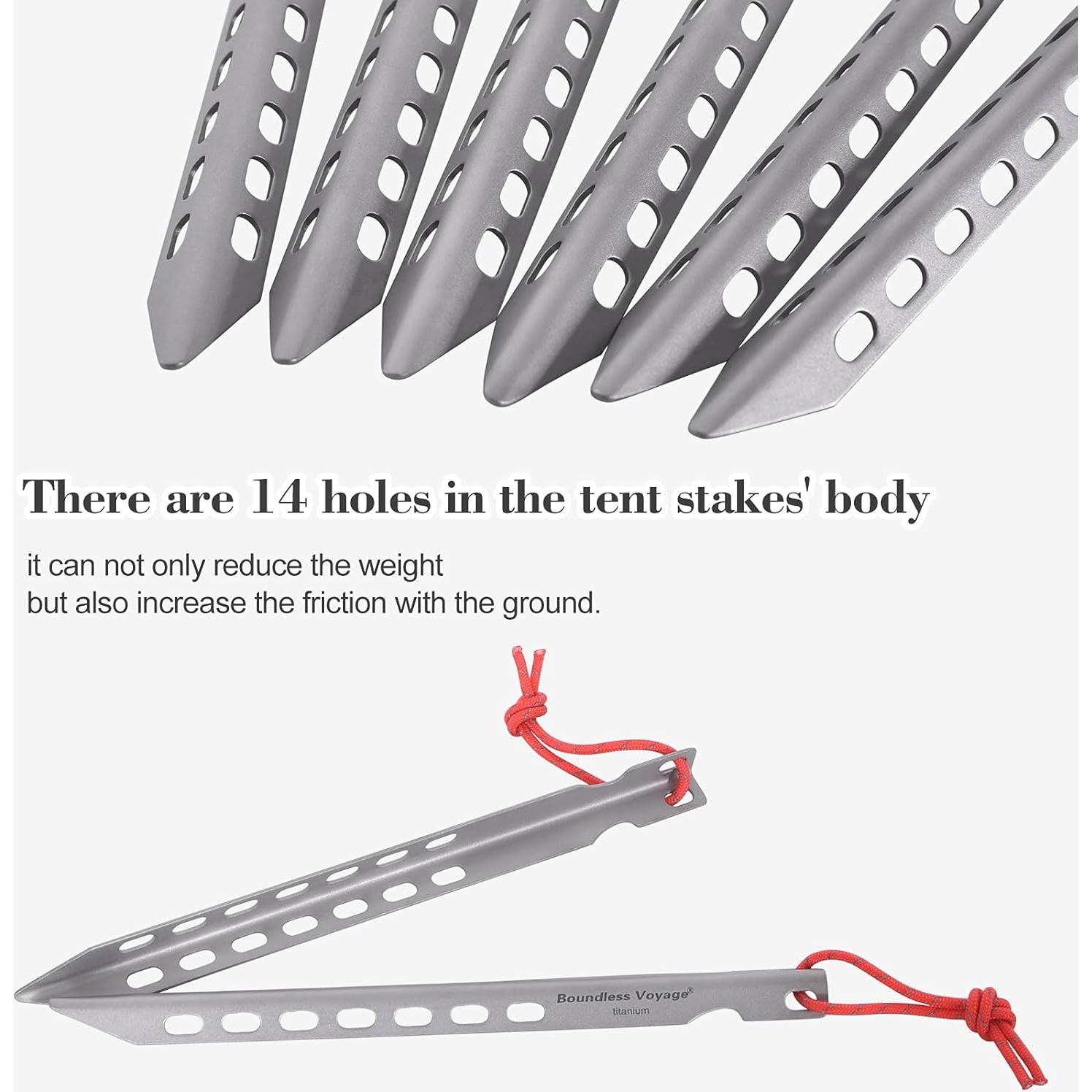 Estacas de Tienda de Titanio iBasingo 6 Piezas 16 cm