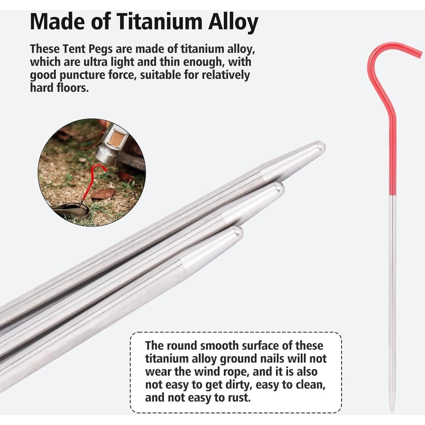 Estacas de Tienda de Camping iBasingo 8 Pcs Titanio 165mm