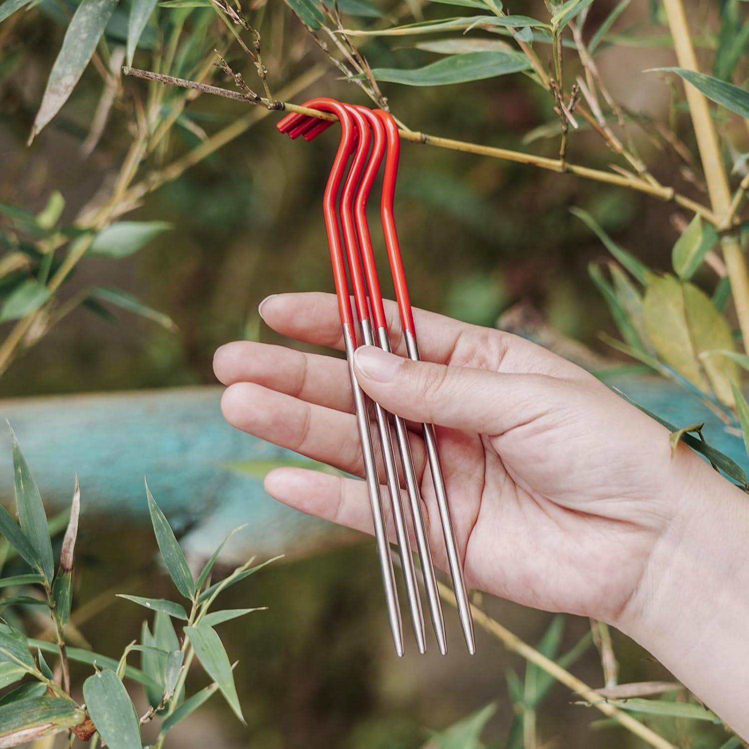 Estacas de Tienda de Camping iBasingo 8 Pcs Titanio 165mm