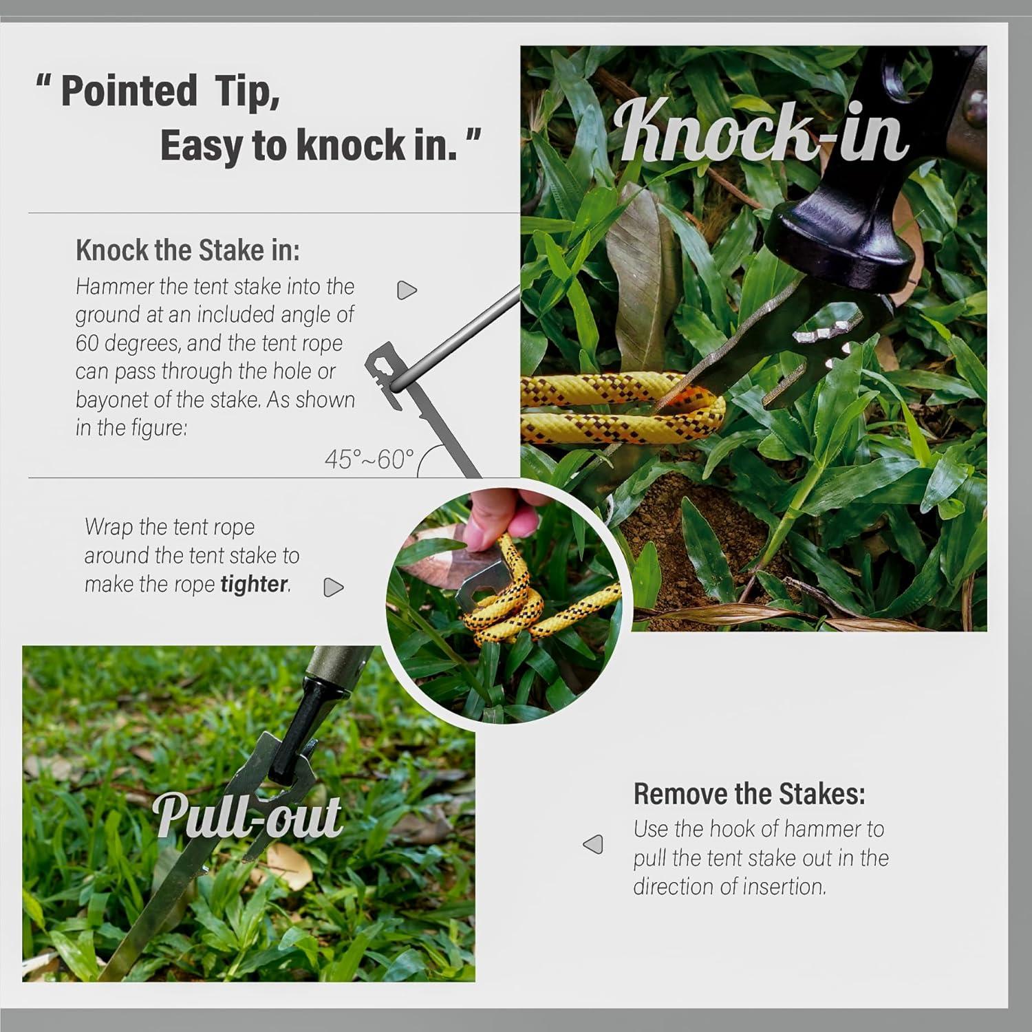 Estacas de Camping LI JIU 6 Piezas Acero Inoxidable 28 cm