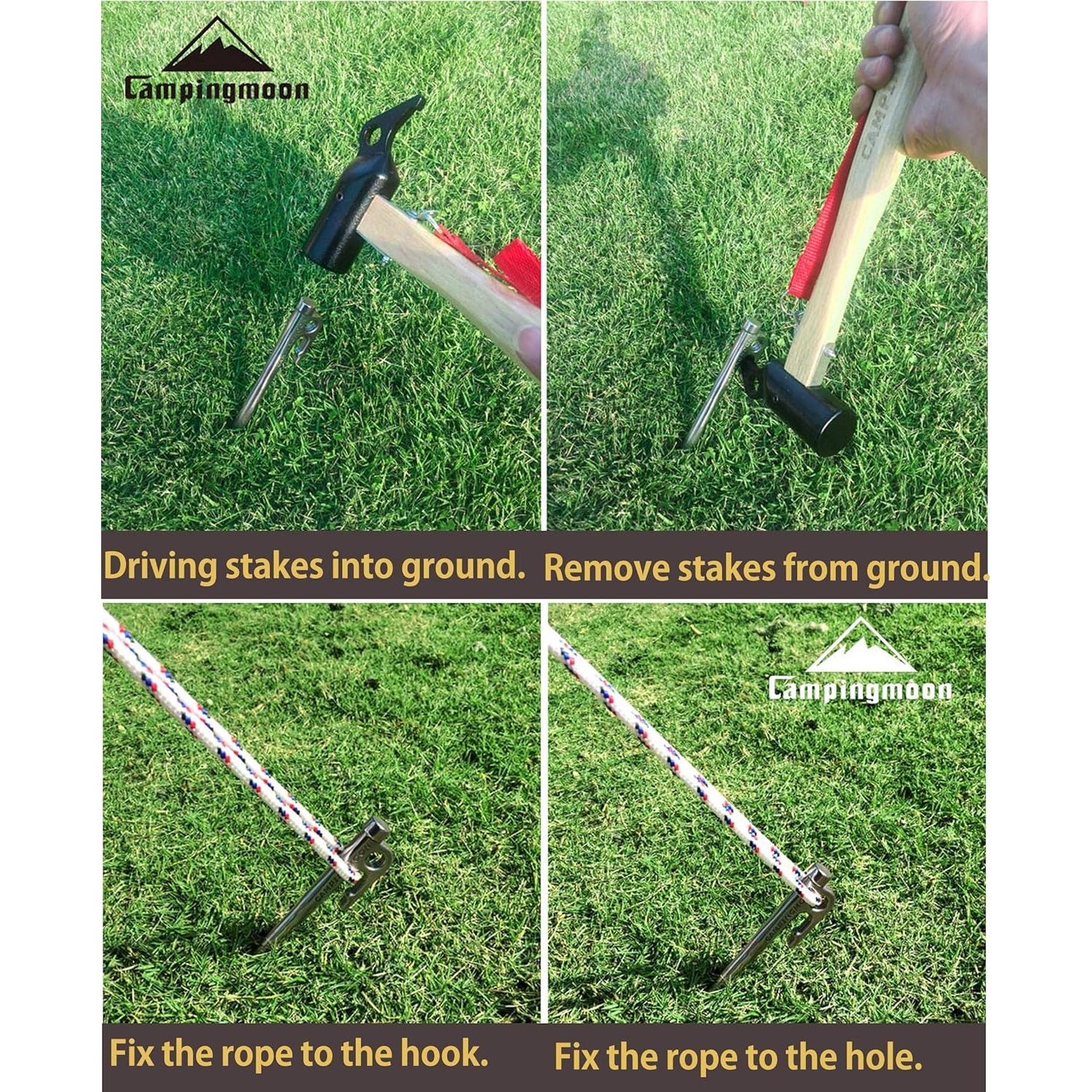 Estacas de Tienda Camping Moon 20cm Acero Inoxidable 8 Piezas