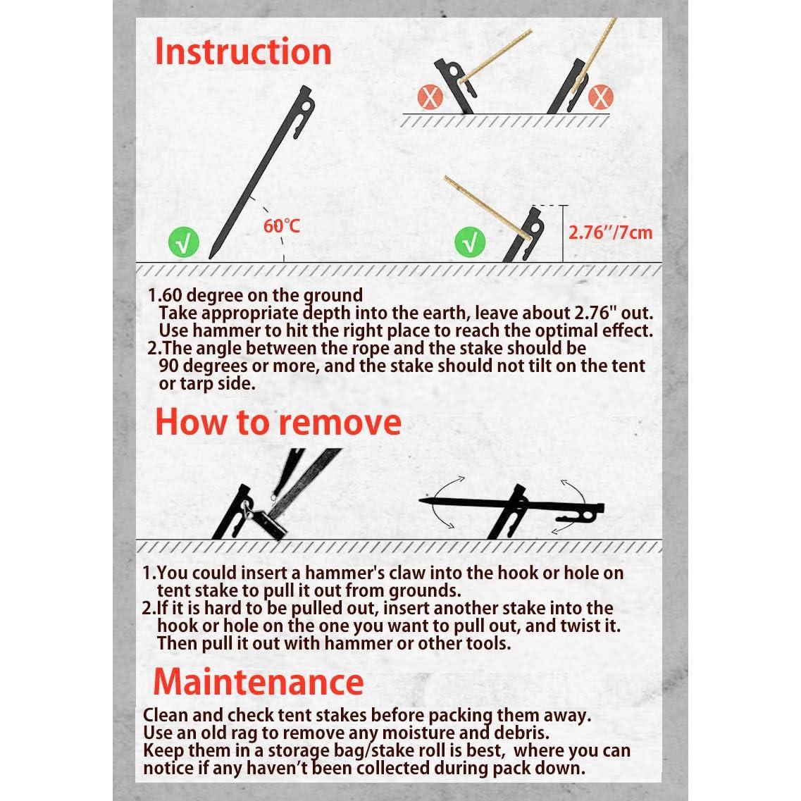 Estacas de Tienda Camping Moon 20cm Acero Inoxidable 8 Piezas