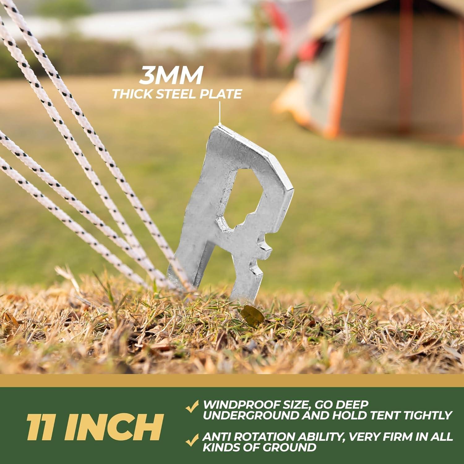 Estacas de Tienda AOSILEY - Paquete de 6, Acero 3mm, 27.94cm