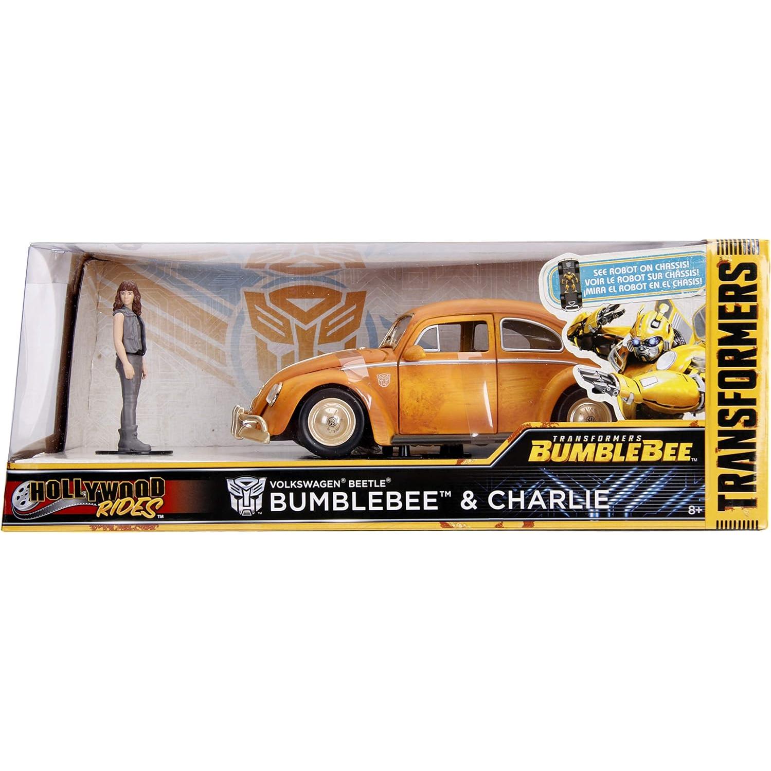 Coche de metal fundido JADA Toys Bumblebee 1:24 con figura Charlie