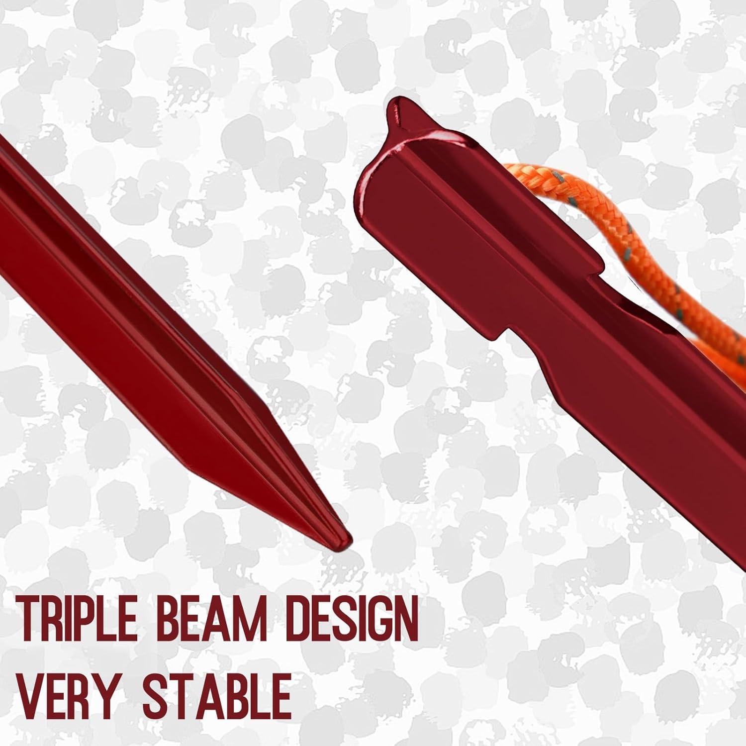 Grassman Tent Stakes, 16 Pack 9in Heavy Duty Ground pegs with Reflective Pull Ropes, Leightweight-Durable-Safe Metal Backpacking Camping Spiles