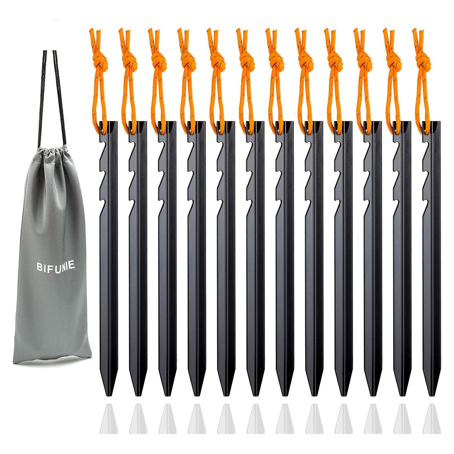 Estacas de Tienda de Aluminio BIFUNIE 18 cm Paquete de 12