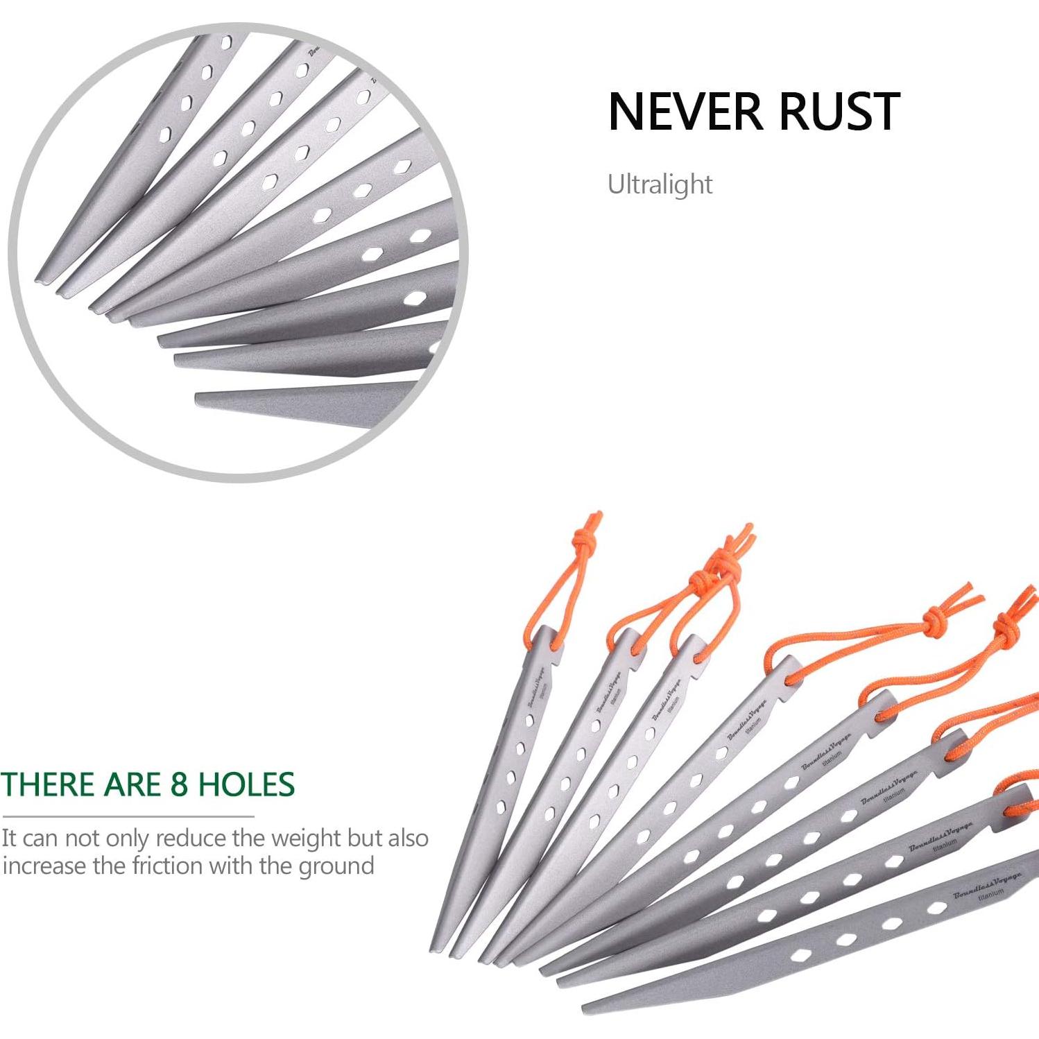 Clavos de Titanio iBasingo para Camping - 8 Piezas, 16.5 cm