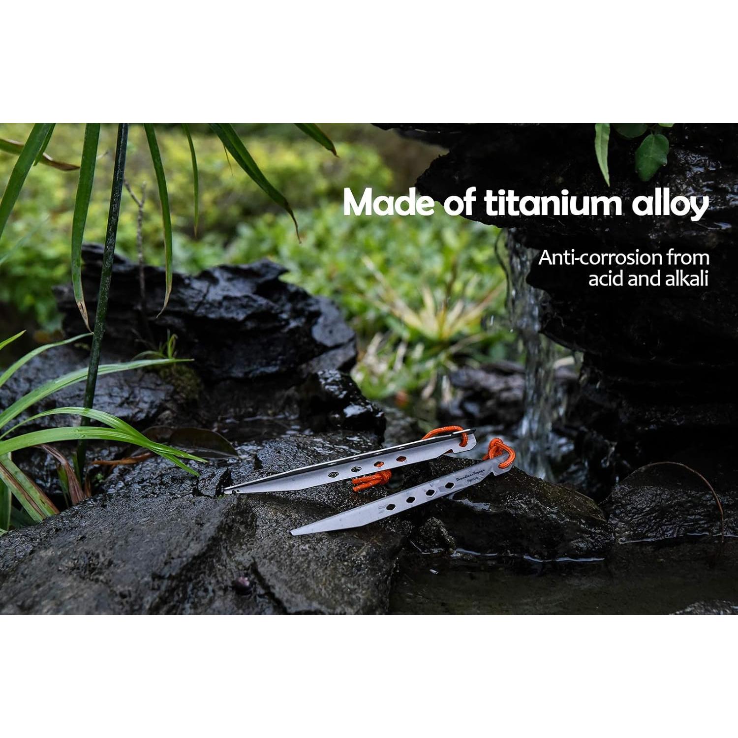 Clavos de Titanio iBasingo para Camping - 8 Piezas, 16.5 cm