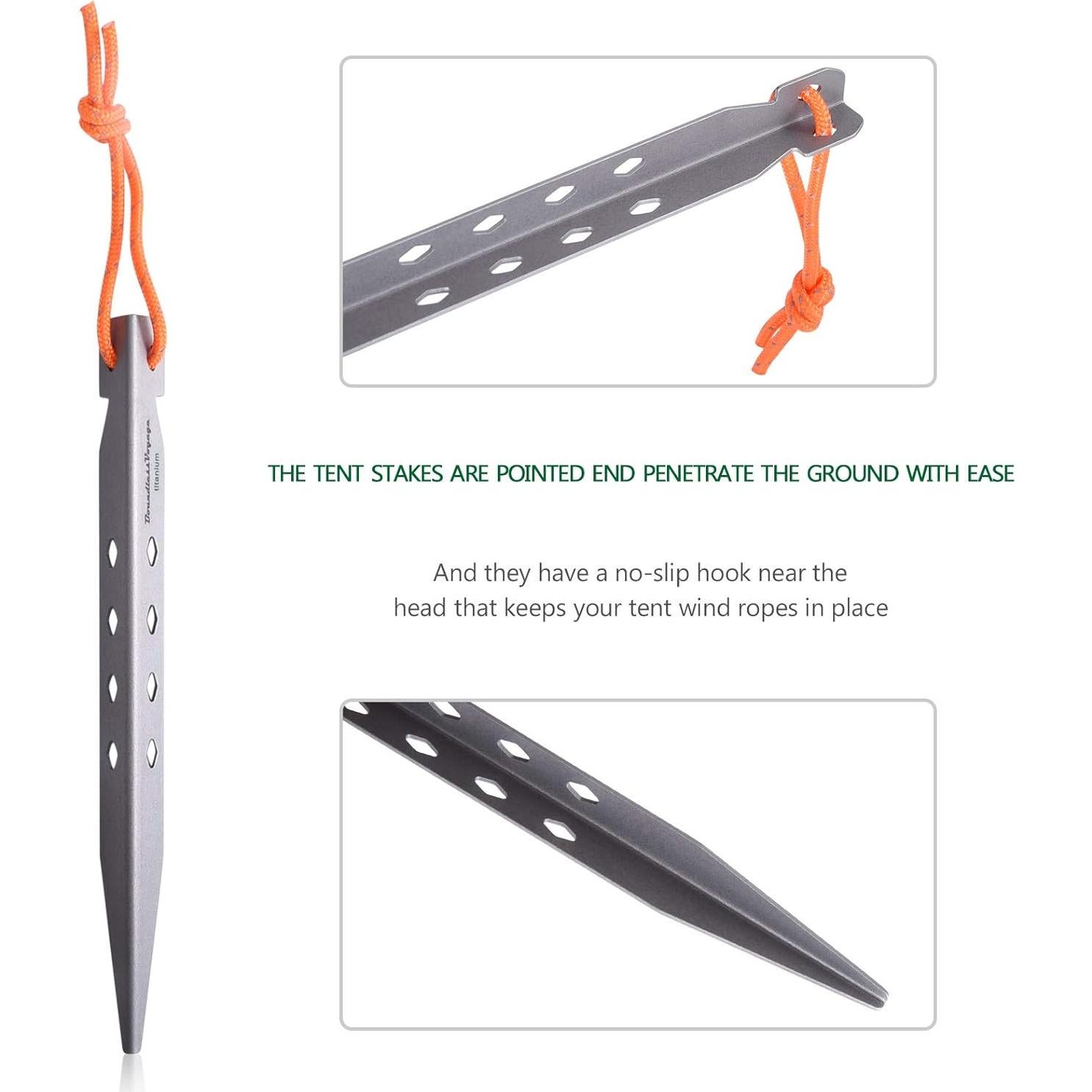 Clavos de Titanio iBasingo para Camping - 8 Piezas, 16.5 cm