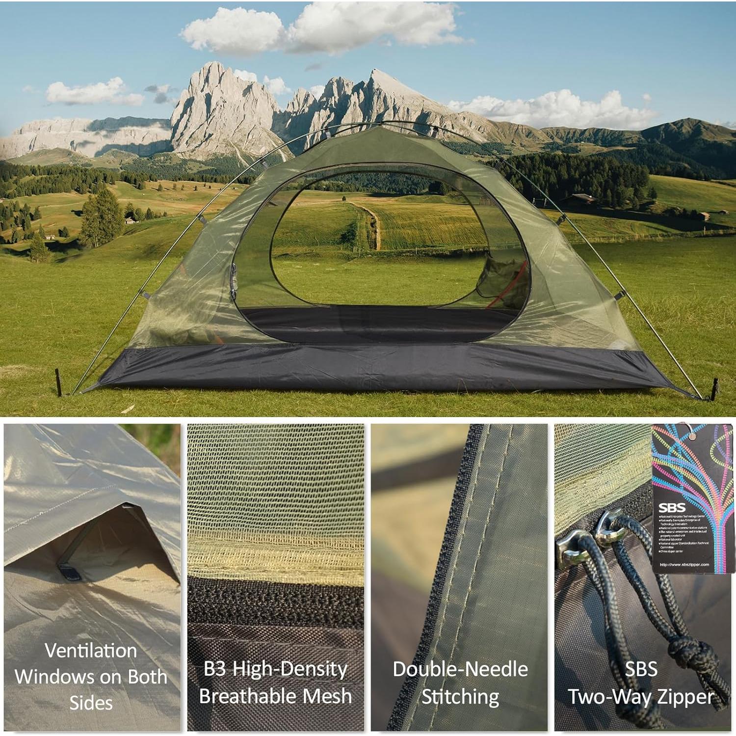 Tienda de Camping Ultraligera ShinHye 2-4 Personas Impermeable