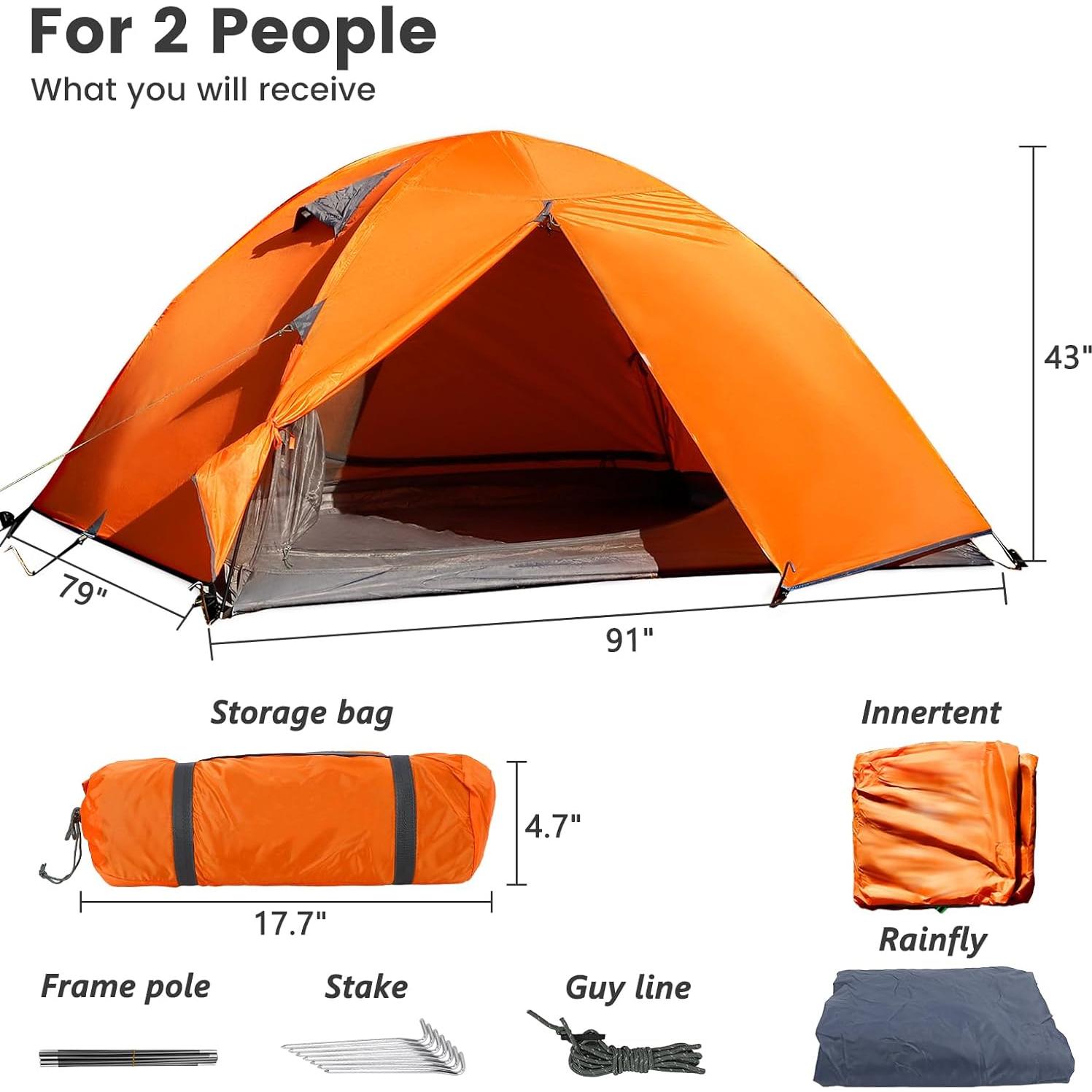 Carpa de Camping Treefox 2 Personas Impermeable Verde 200x140 cm
