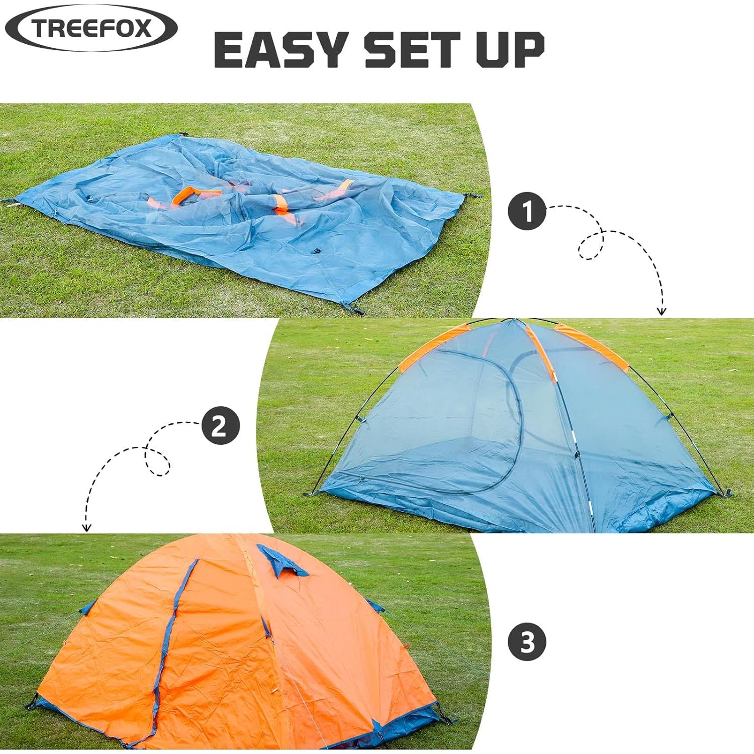 Carpa de Camping Treefox 2 Personas Impermeable Verde 200x140 cm