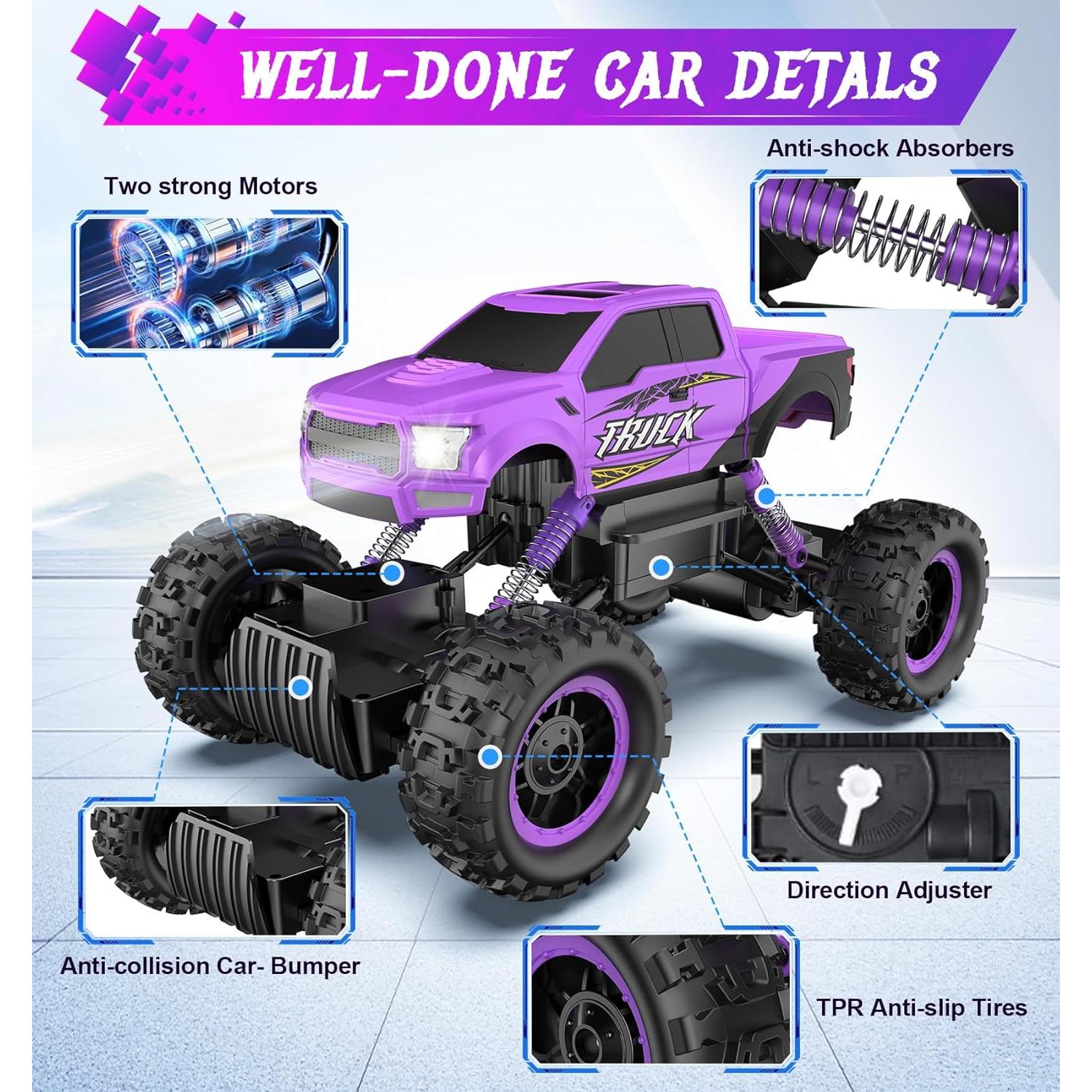 Coche RC DOUBLE E Monstruo 1/12 Off Road Morado