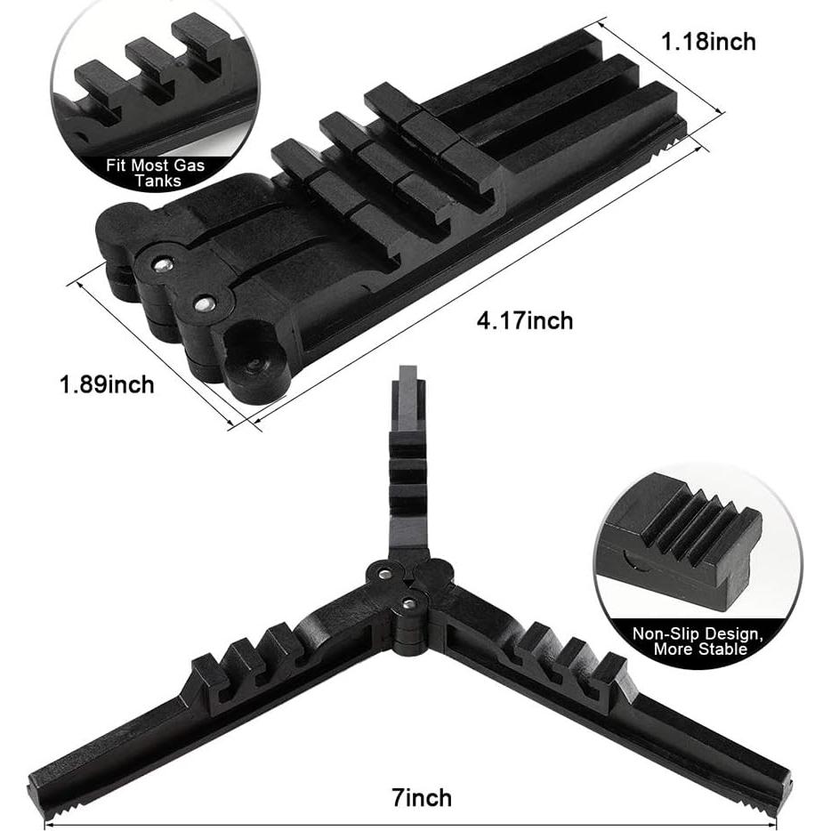 Folding Universal Fuel Can Canister Stand, Caudblor Tripod Stabilizer for Camping Stoves, Upgrade Compact Butane Gas Tank Bracket, Plastic Cylinder Cartridge Holder, Footrest for Outdoor Hiking Stove