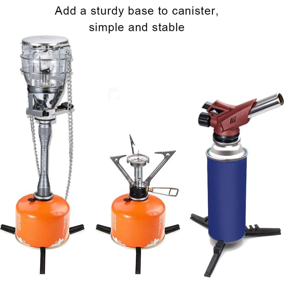 Folding Universal Fuel Can Canister Stand, Caudblor Tripod Stabilizer for Camping Stoves, Upgrade Compact Butane Gas Tank Bracket, Plastic Cylinder Cartridge Holder, Footrest for Outdoor Hiking Stove