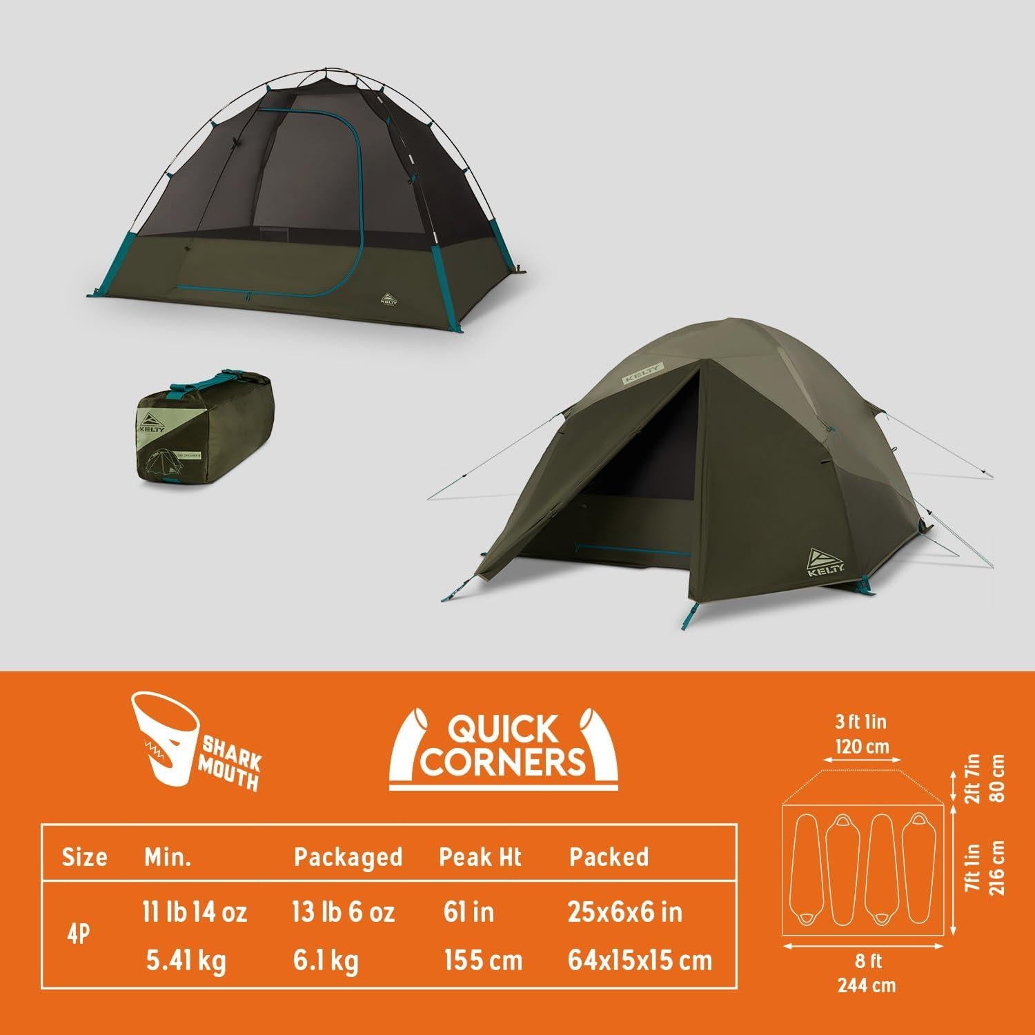 Carpa de Camping Kelty Daydreamer 4P Tela Blackout 4.54kg