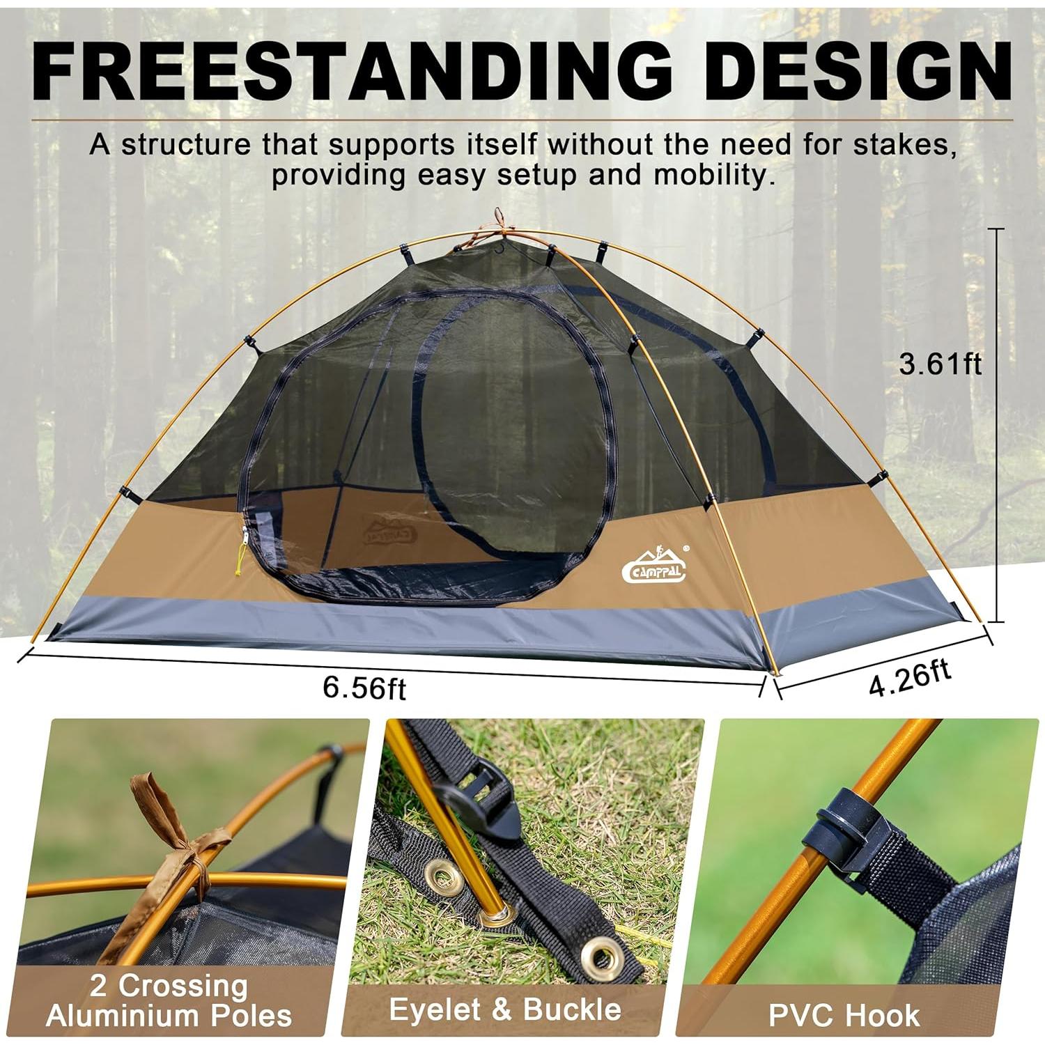 Tienda de Camping Camppal para 2 Personas Impermeable 2.6m²