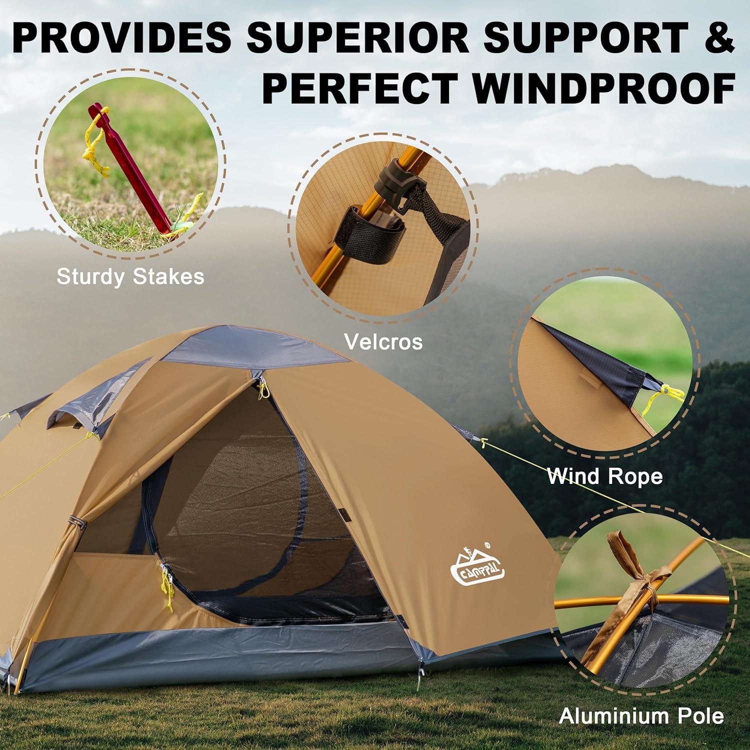 Tienda de Camping Camppal para 2 Personas Impermeable 2.6m²