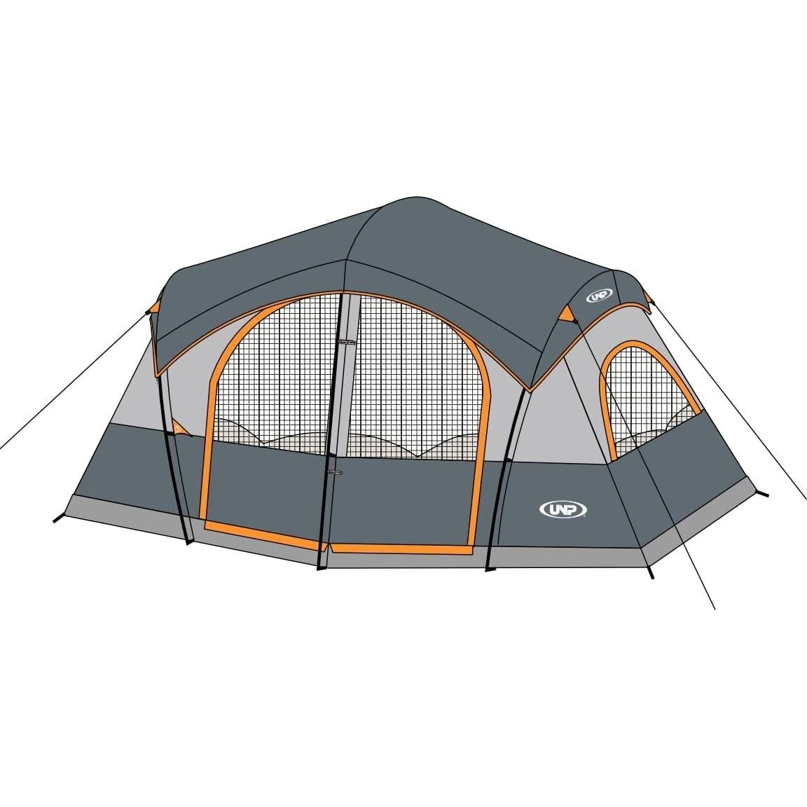 Tienda de Camping UNP para 8-9 Personas, Gris, Impermeable