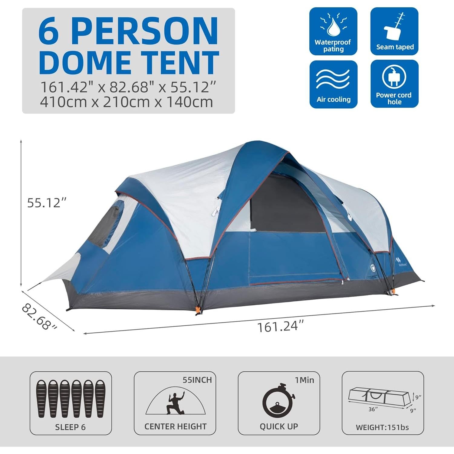 Carpa de Camping Familiar Mobihome Mobi-63210A - 4 Personas