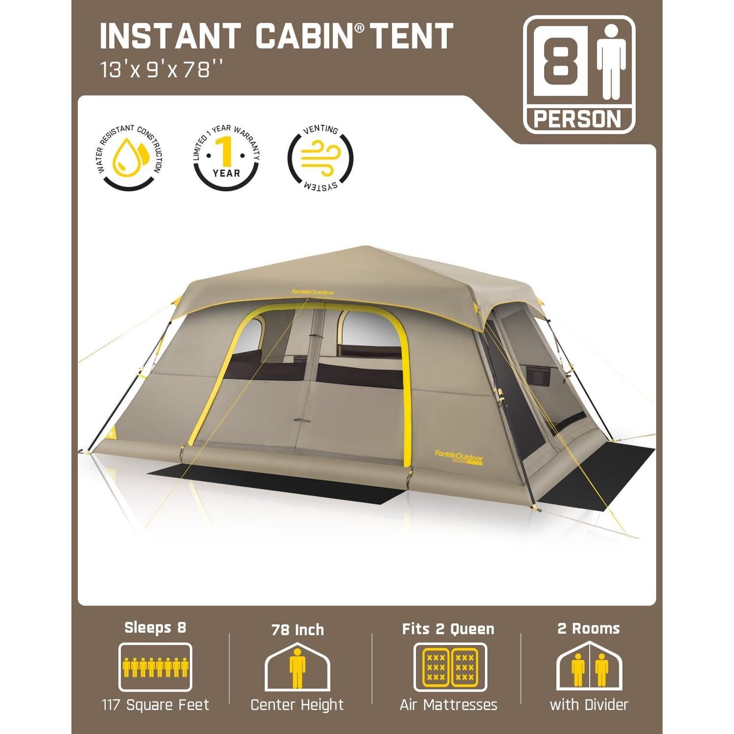 Carpa de Camping FanttikOutdoor Zeta C8 Air para 10 Personas