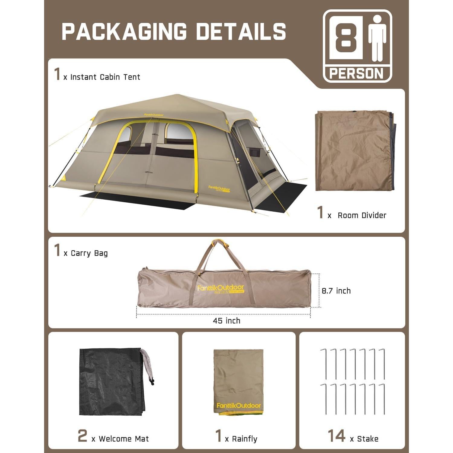 Carpa de Camping FanttikOutdoor Zeta C8 Air para 10 Personas