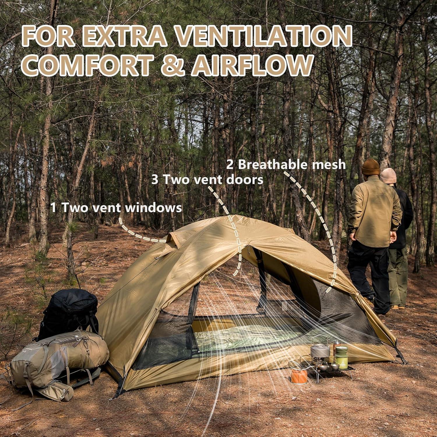 Tienda de Camping BISINNA 2 Personas Impermeable 3 Temporadas