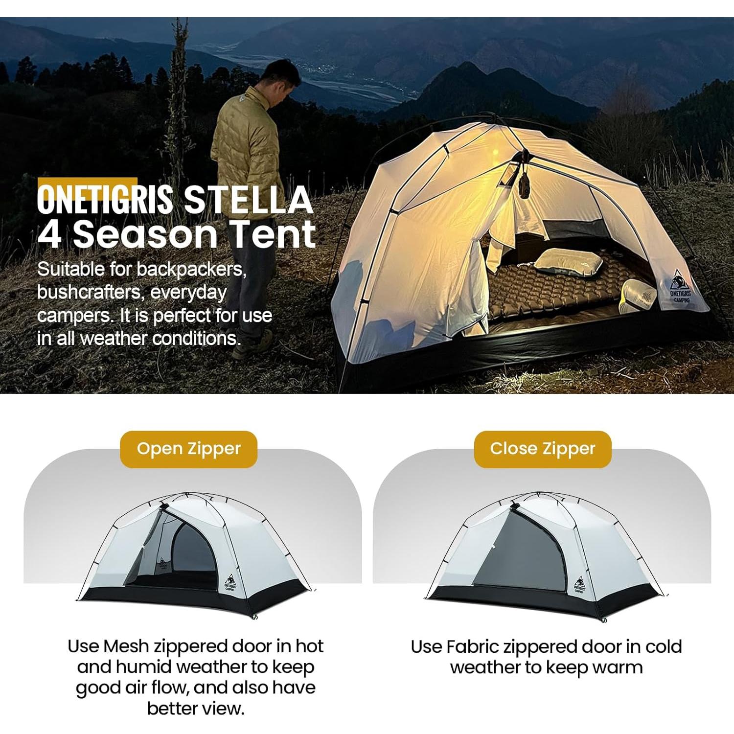 Carpa de Camping OneTigris Stella 4 Estaciones 2 Personas Impermeable
