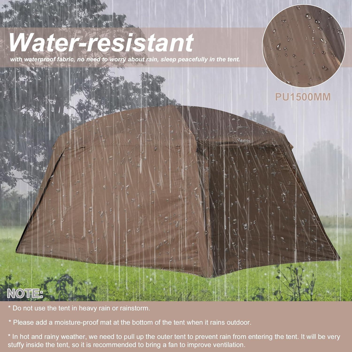 Carpa de Camping Vidalido para 8-10 Personas Impermeable