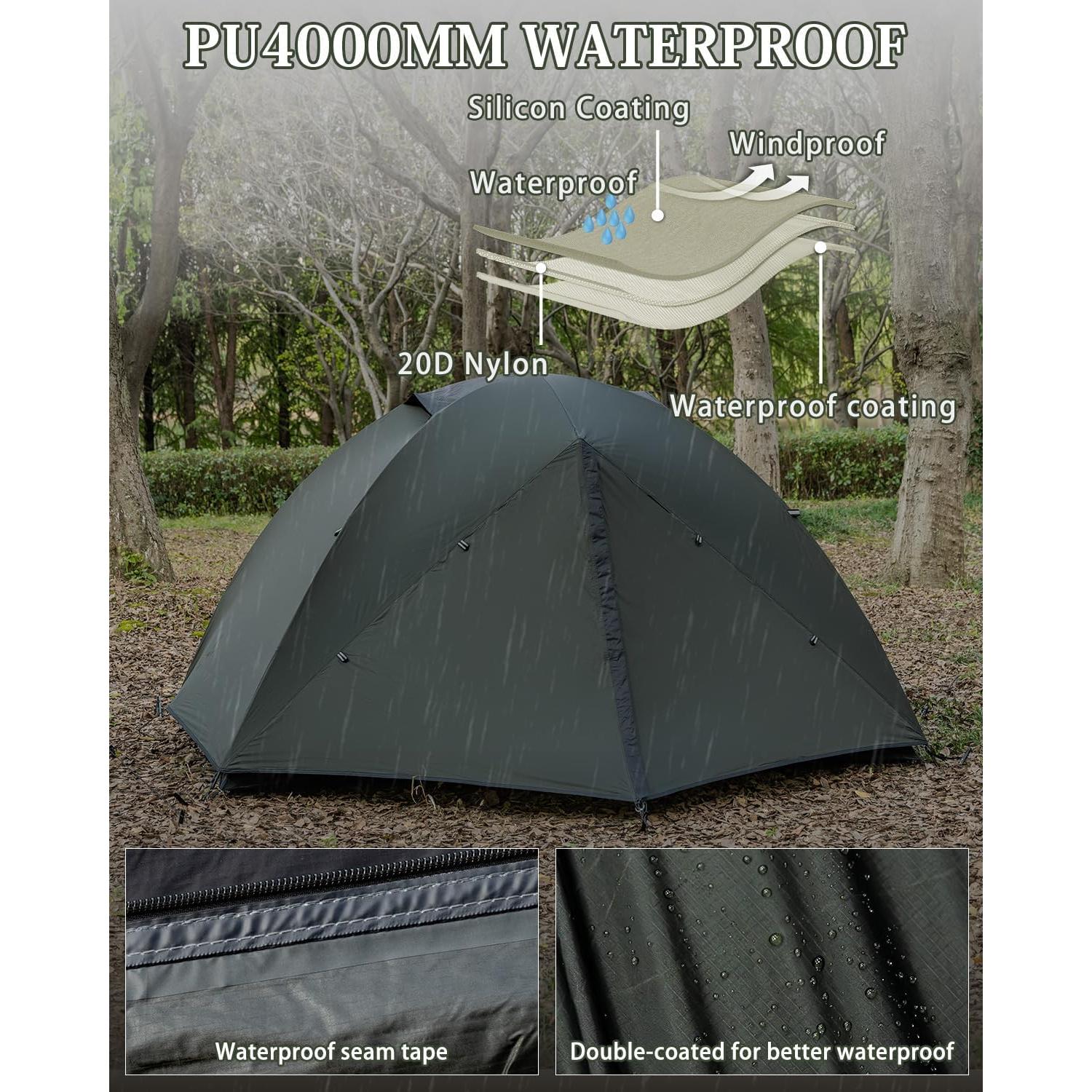 Tienda de Camping MC TOMOUNT 2 Personas Impermeable 1.5 kg