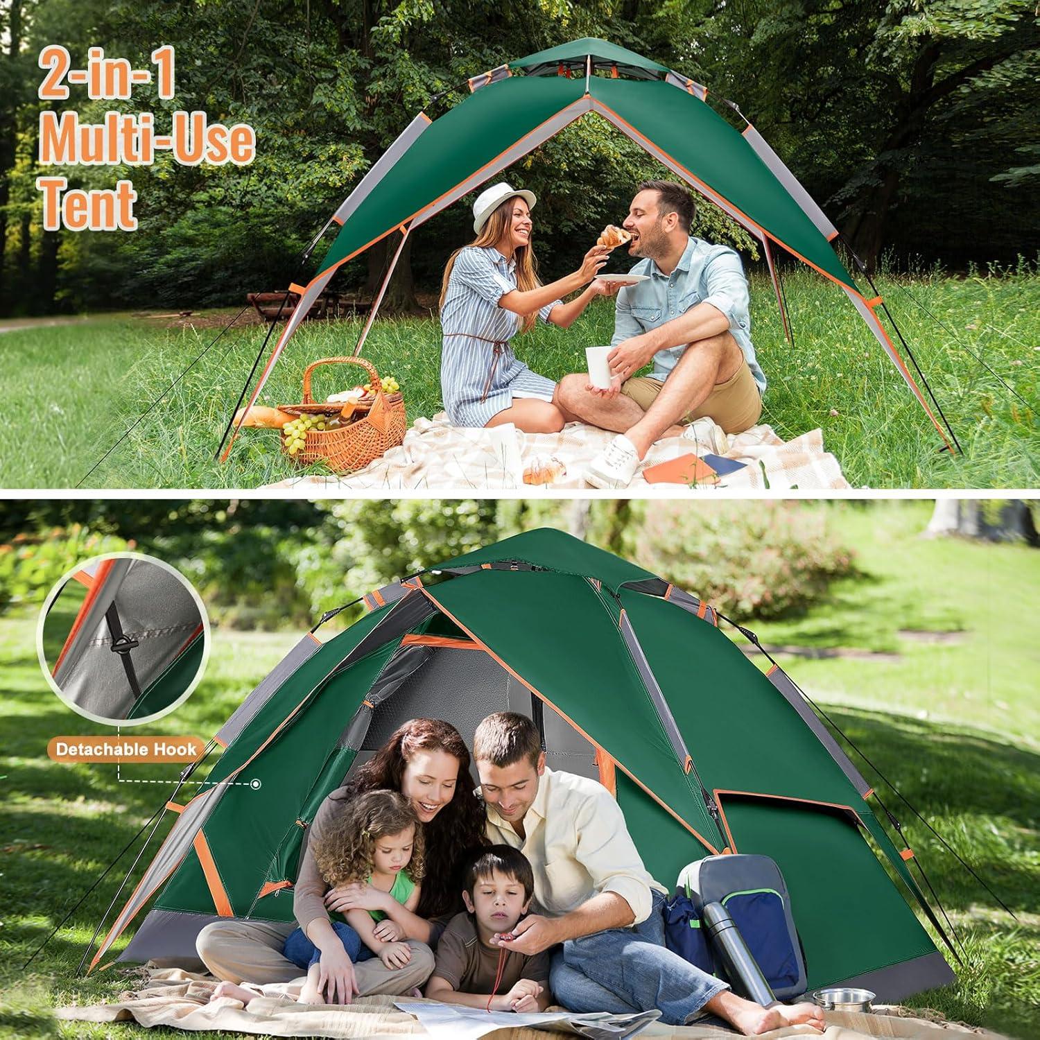 Carpa de Camping VXVGER VX para 3 Personas Impermeable Verde