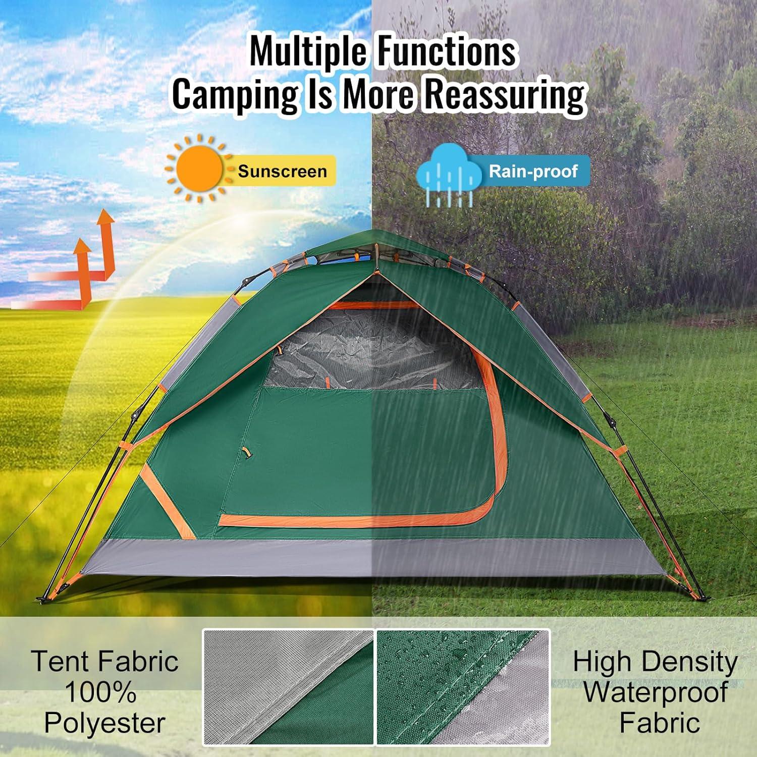 Carpa de Camping VXVGER VX para 3 Personas Impermeable Verde