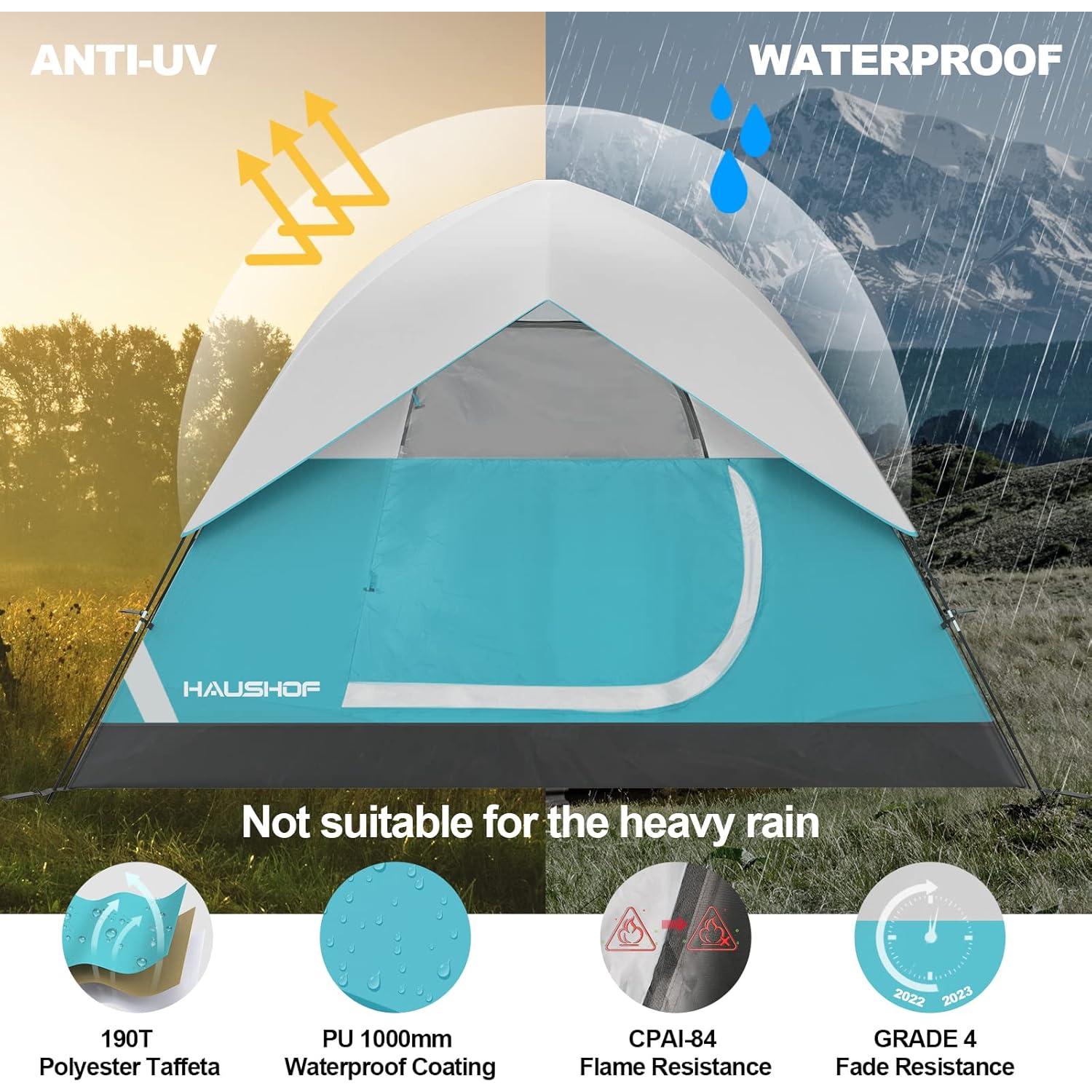 Carpa de Domo Familiar HAUSHOF para 2-4 Personas Verde/Azul