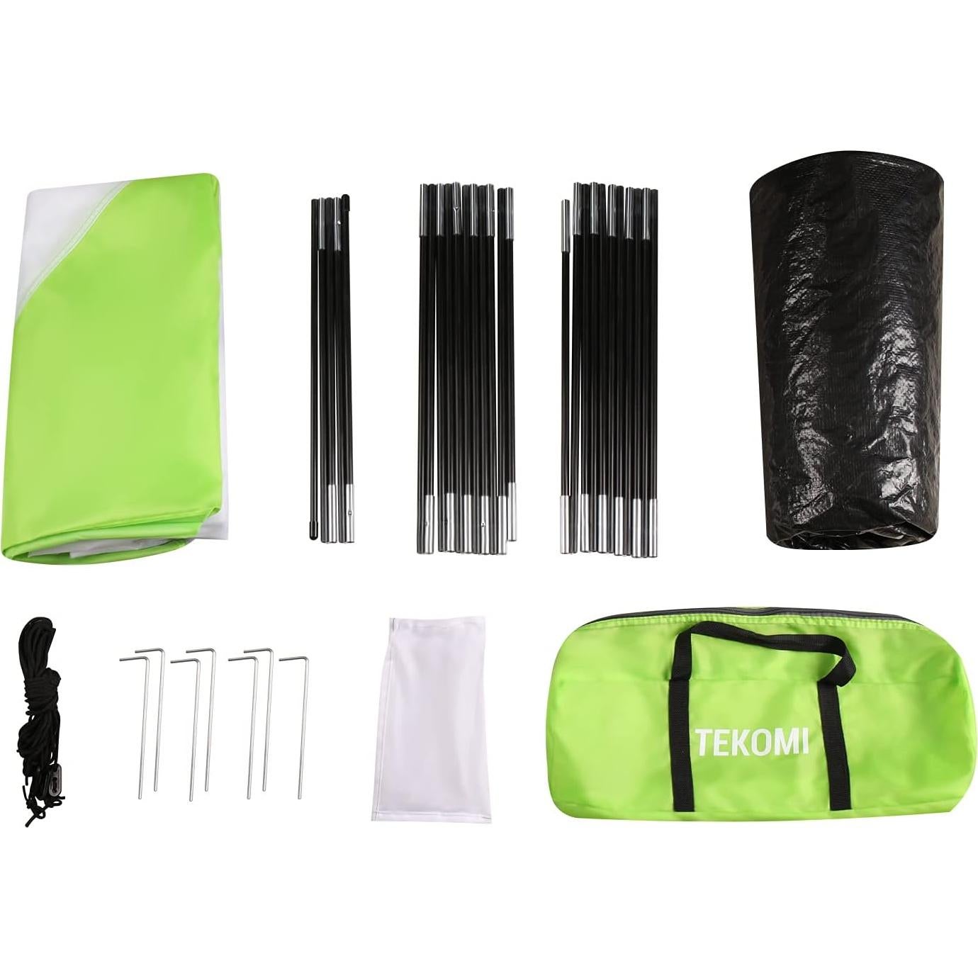 Carpa de Camping TEKOMI 5 Personas Impermeable Verde 2.4x2.1m