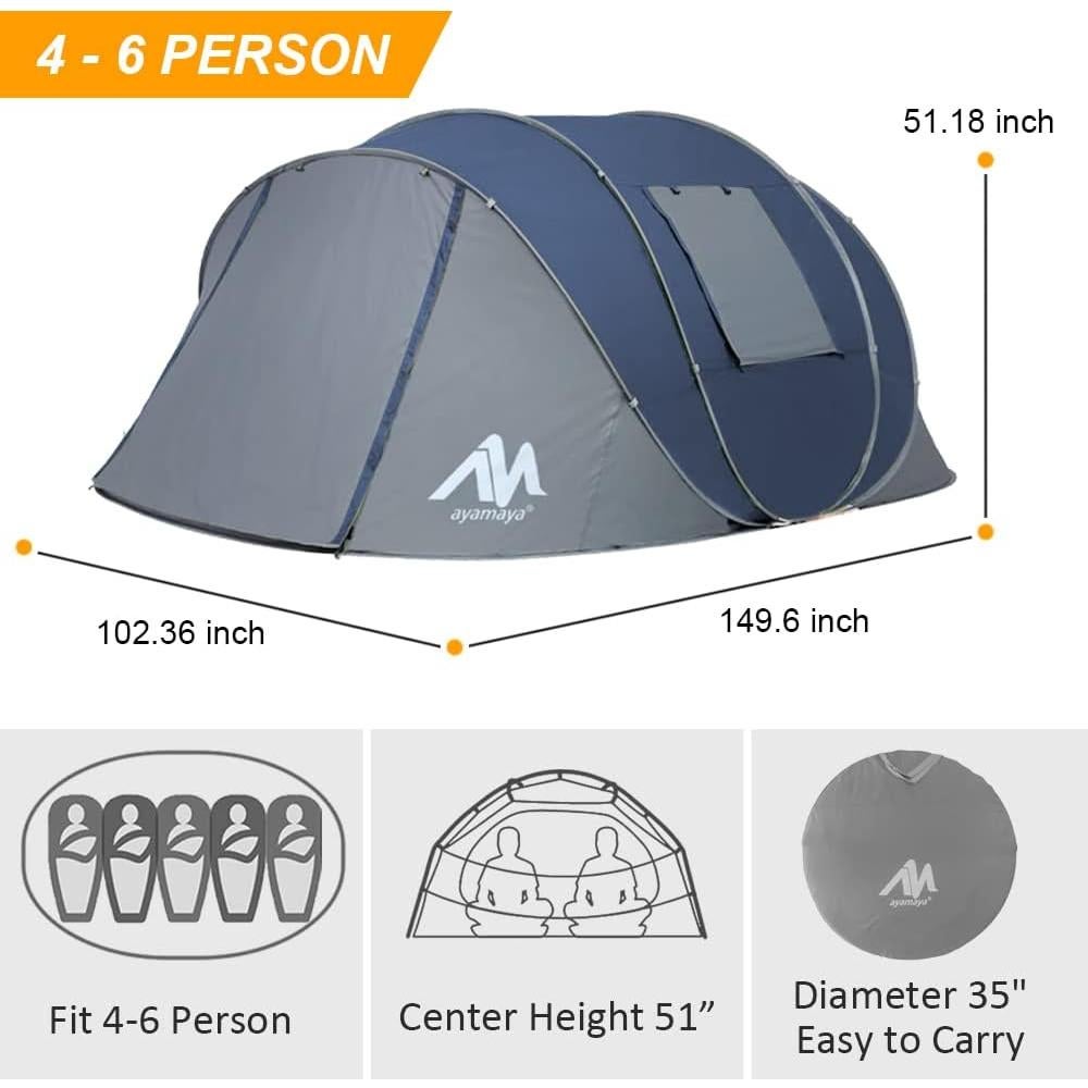 Carpa Pop Up AYAMAYA para 6 Personas Impermeable Doble Capa
