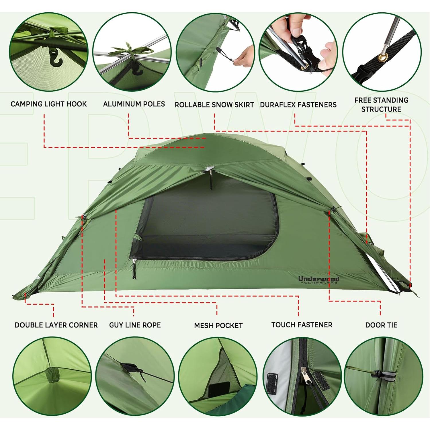 Tienda de Camping 1 Persona Underwood Aggregator 4 Estaciones