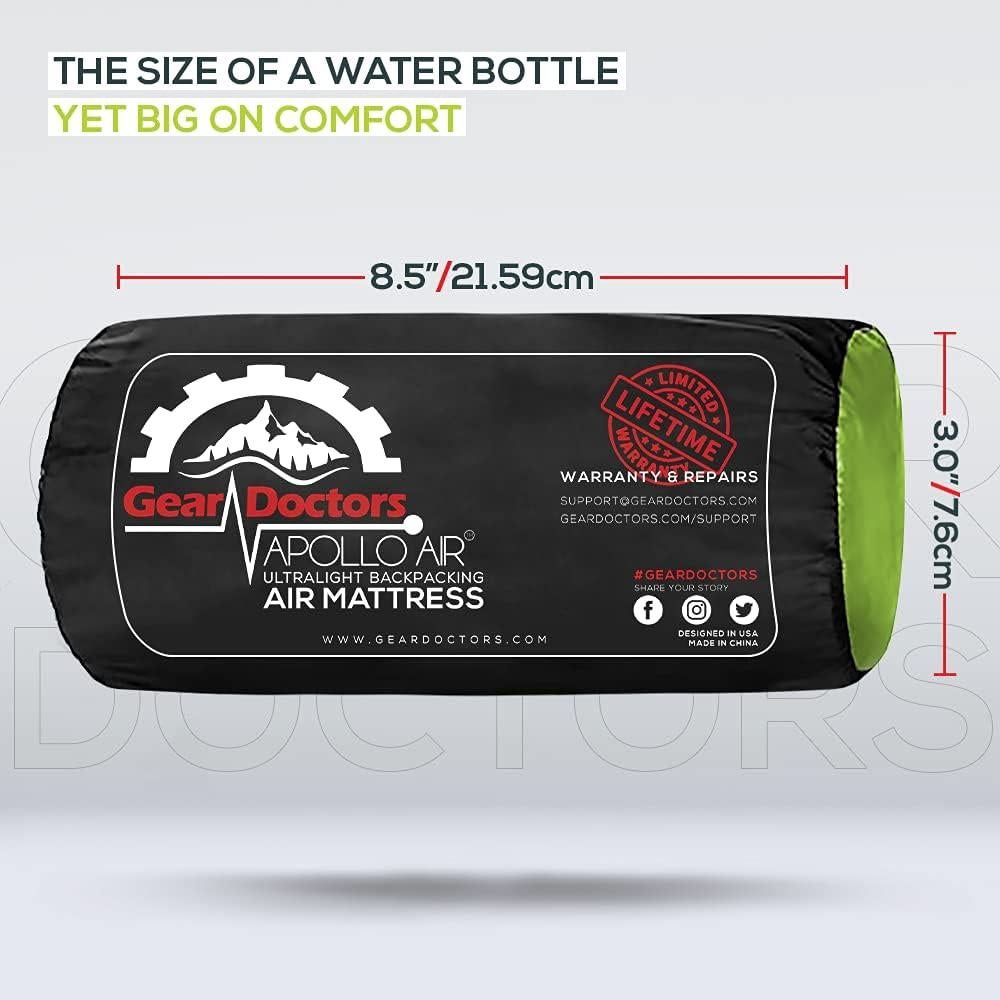 ApolloAir 5.2 R-Value [17oz] Ultralight Insulated Inflatable Camping Sleeping Pad — Backpacking Sleeping Pad — Camping Mattress Compact Lightweight for Hiking—Air Mattress for Backpacking